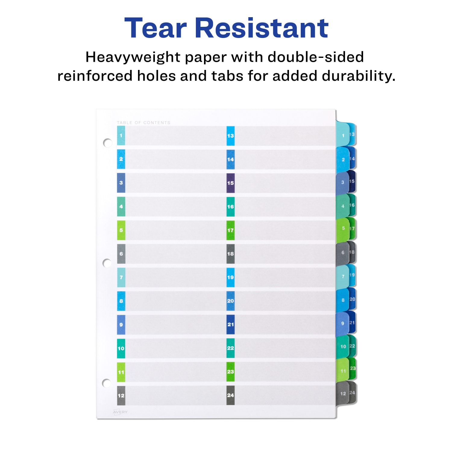Avery Ready Index 1-24 Tab Double Column Binder Dividers With Customizable Table Of Contents, 8-1/2in x 11in, 24 Tab, White/Multicolor, 1 Set - Image 6
