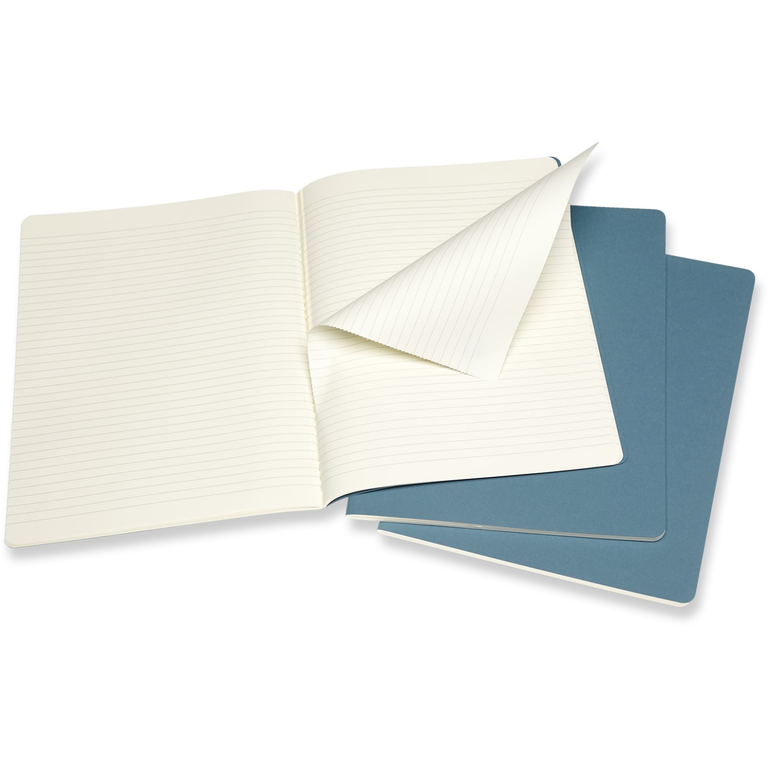 Moleskine Cahier Journals, Extra Large, 7.5in x 10in, Ruled, 120 Pages, Brisk Blue, Set Of 3 Journals - Image 3