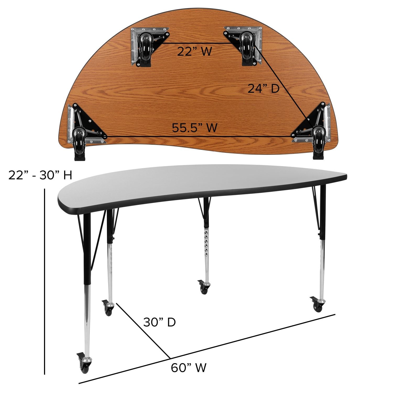 Flash Furniture Mobile 60in Circle Wave Flexible Laminate Activity Table Set With 18in Student Stack Chairs Gray PopularChairscom