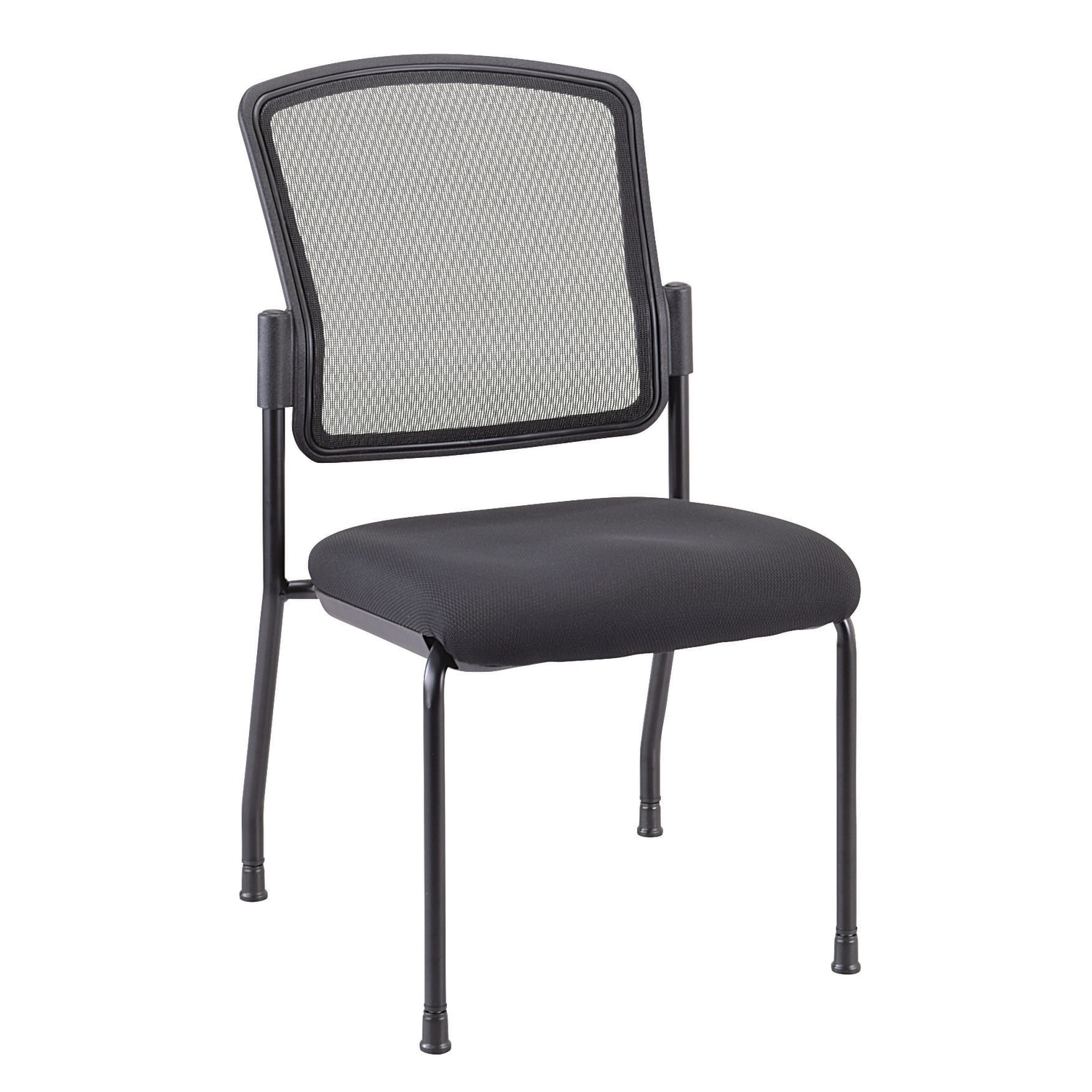 WorkPro Spectrum Series Mesh/Fabric Stacking Guest Chair, Armless, Black, Set Of 2 Chairs, BIFMA Compliant