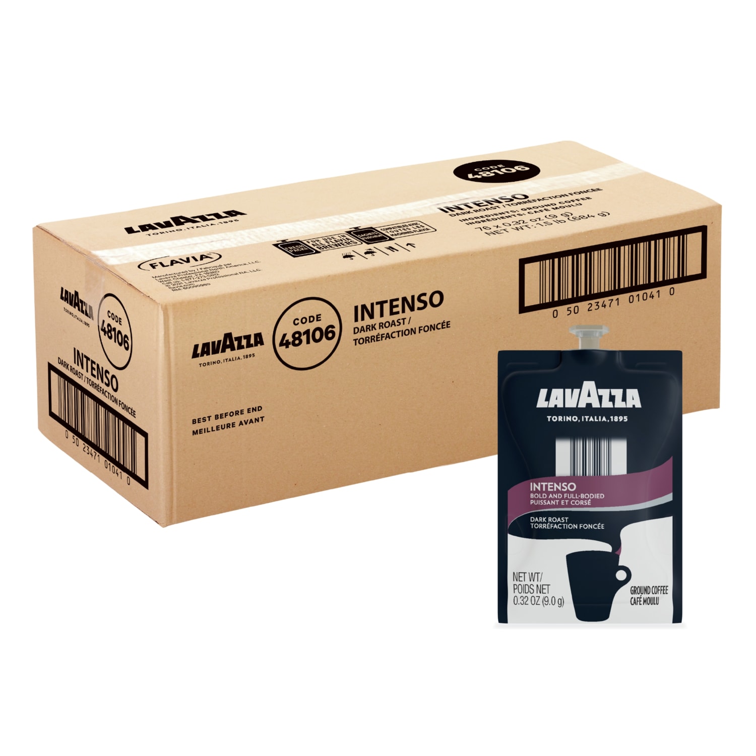 Lavazza Intenso Dark Roast Coffee Freshpacks, 0.3 Oz, Case Of 76 Freshpacks