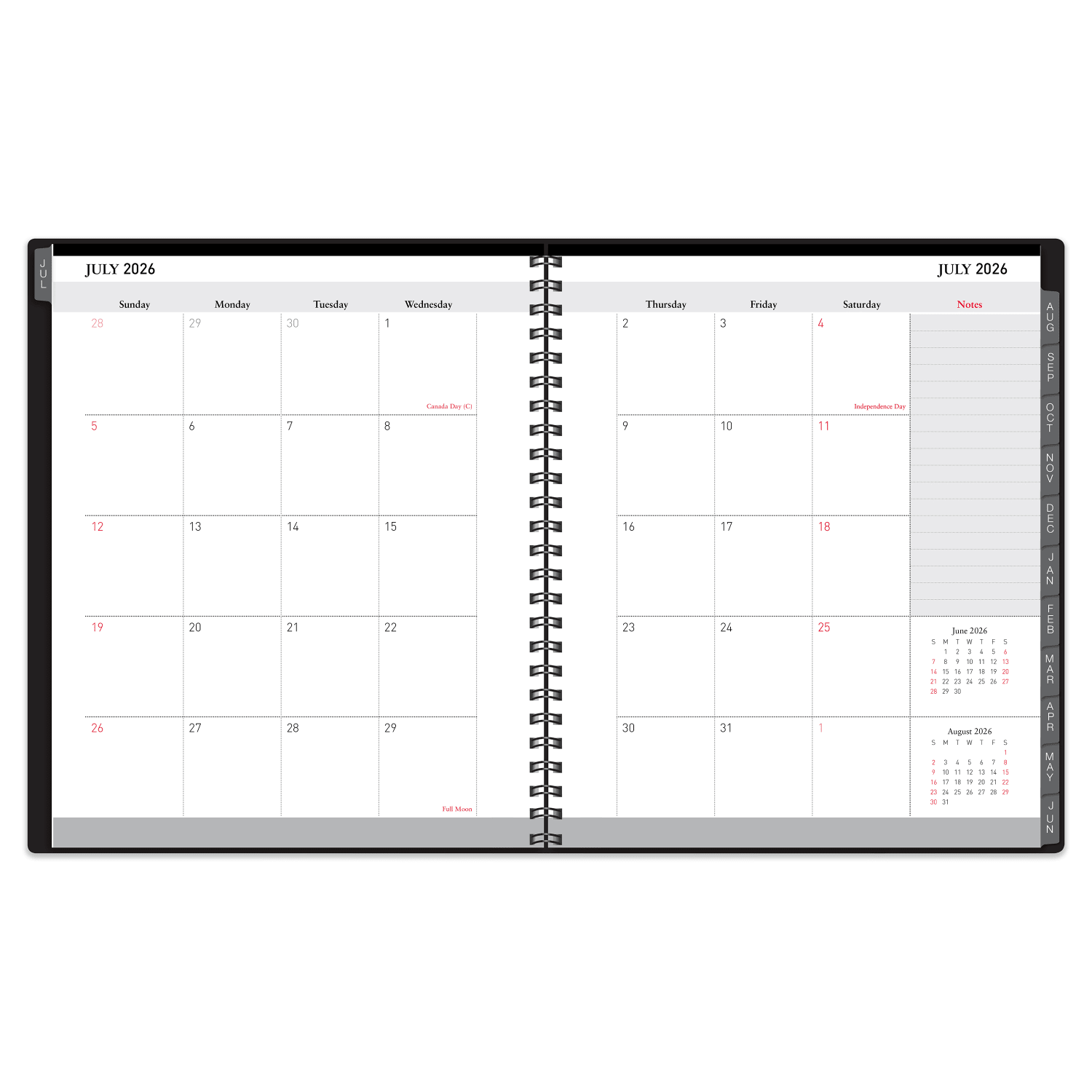 2026-2027 Office Depot Brand 14-Month Weekly/Monthly Academic Planner, Vertical Format, 8in x 11in, 30% Recycled, Black, July 2026 To August 2027 - Image 3