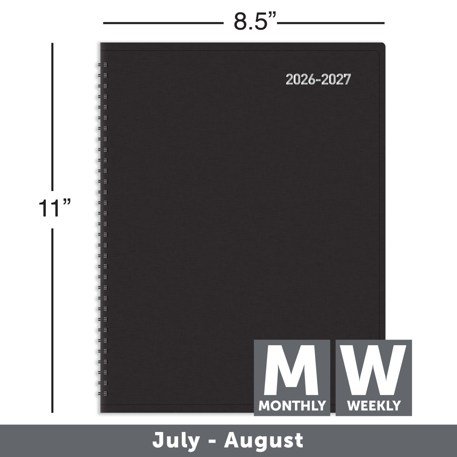 2026-2027 Office Depot Brand 14-Month Weekly/Monthly Academic Planner, Vertical Format, 8in x 11in, 30% Recycled, Black, July 2026 To August 2027 - Image 5