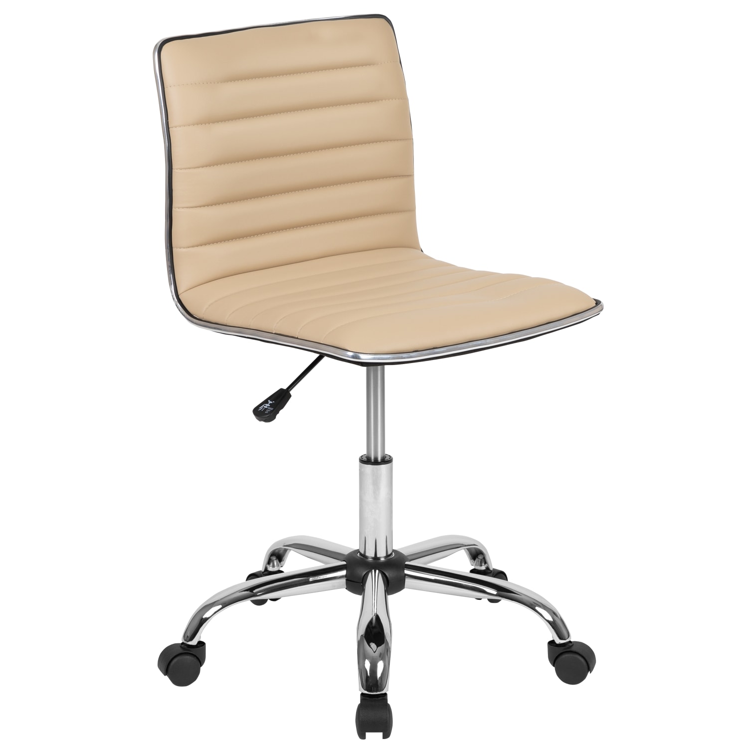Flash Furniture Vinyl Low-Back Swivel Armless Task Chair, Tan/Gray - Image 3