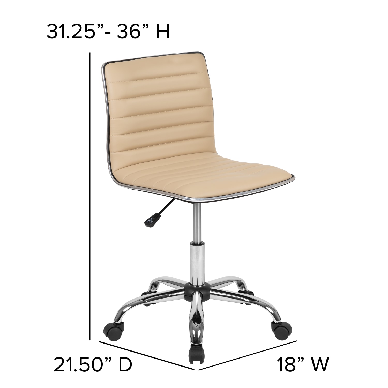 Flash Furniture Vinyl Low-Back Swivel Armless Task Chair, Tan/Gray - Image 8
