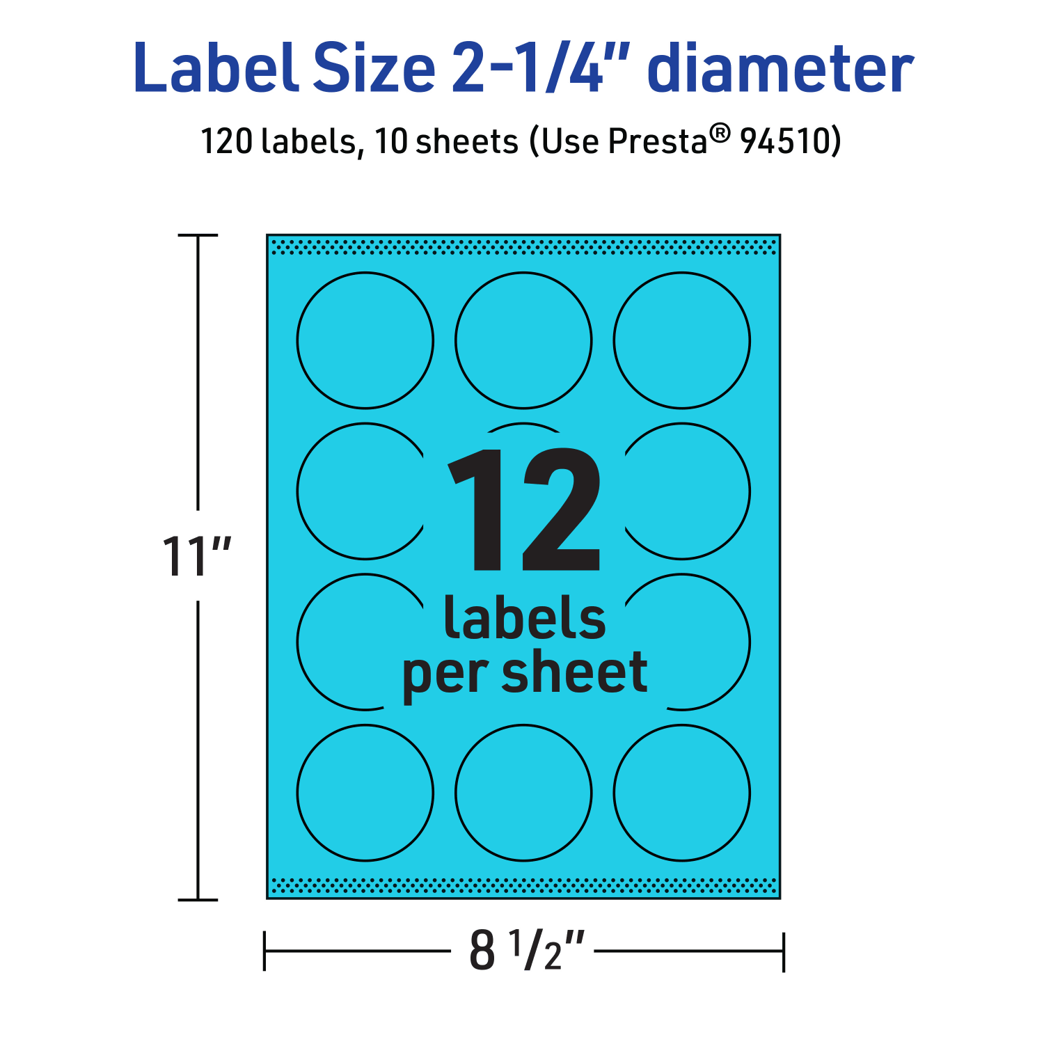 Avery Print-To-The-Edge Labels With Sure Feed Technology And Easy Peel Label Feature, 94510-BBP10, Round, 2-1/4in, Matte Bright Blue, Pack of 120 - Image 6