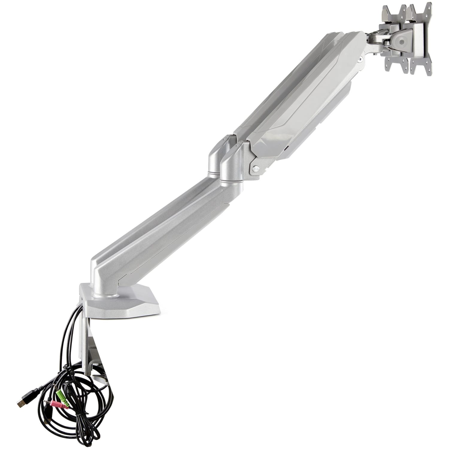 StarTech.com Desk Mount Dual Monitor Arm with USB & 3.5mm Audio - Desk Clamp Ergonomic VESA Mount for up to 30 inch Displays - Full Motion - Image 4
