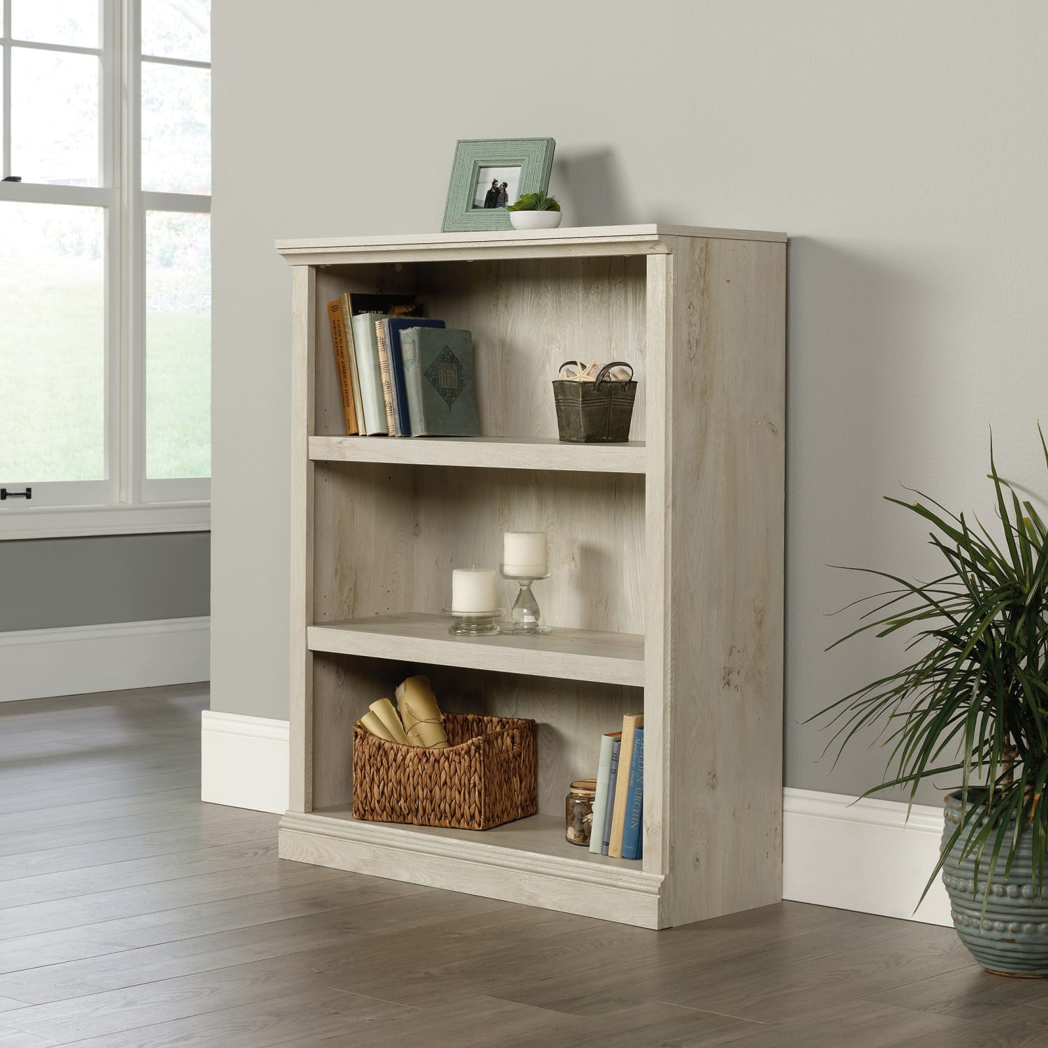 Sauder Select 44inH 3-Shelf Bookcase, Chalked Chestnut - Image 3