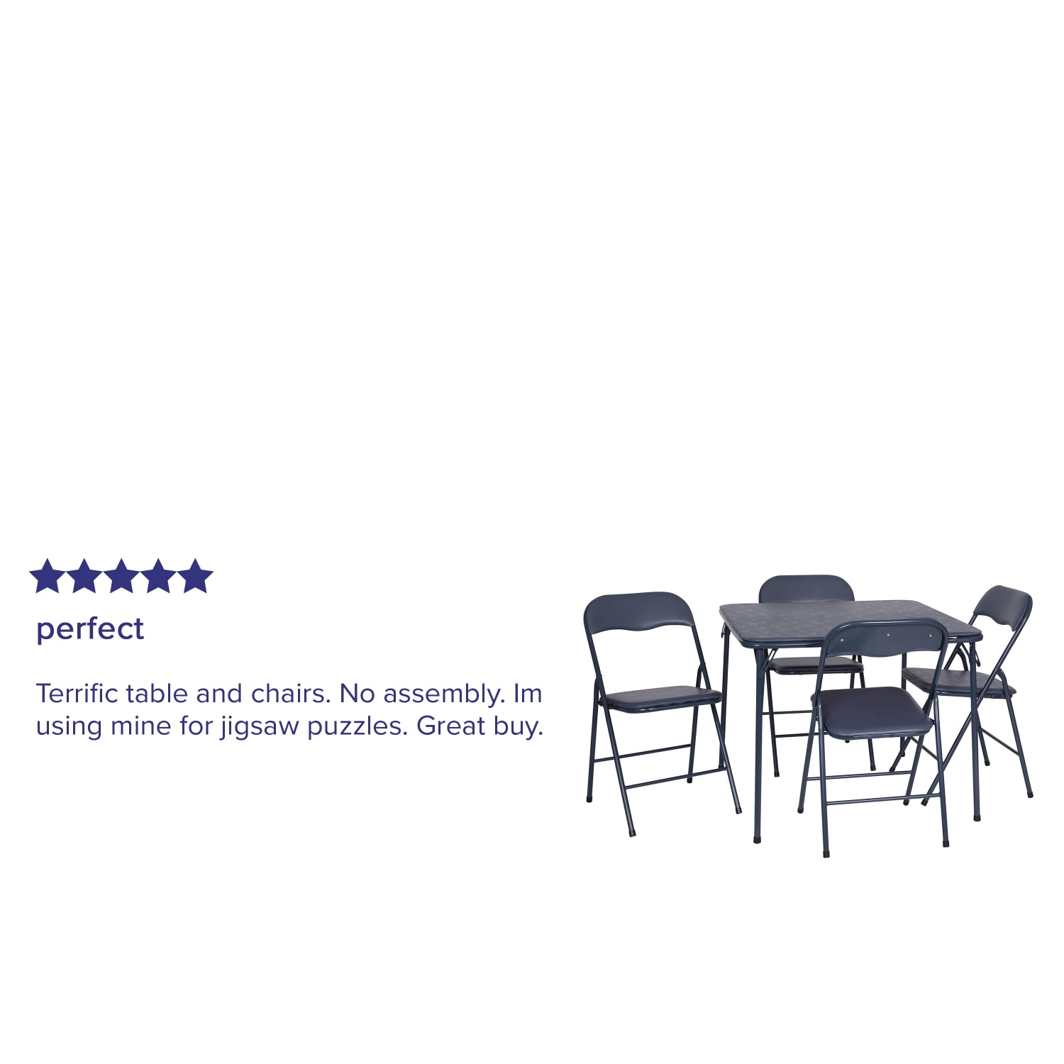 Flash Furniture 5-Piece Folding Card Table And Chair Set, 27-3/4inH x 33-1/2inW x 33-1/2inD, Navy - Image 5