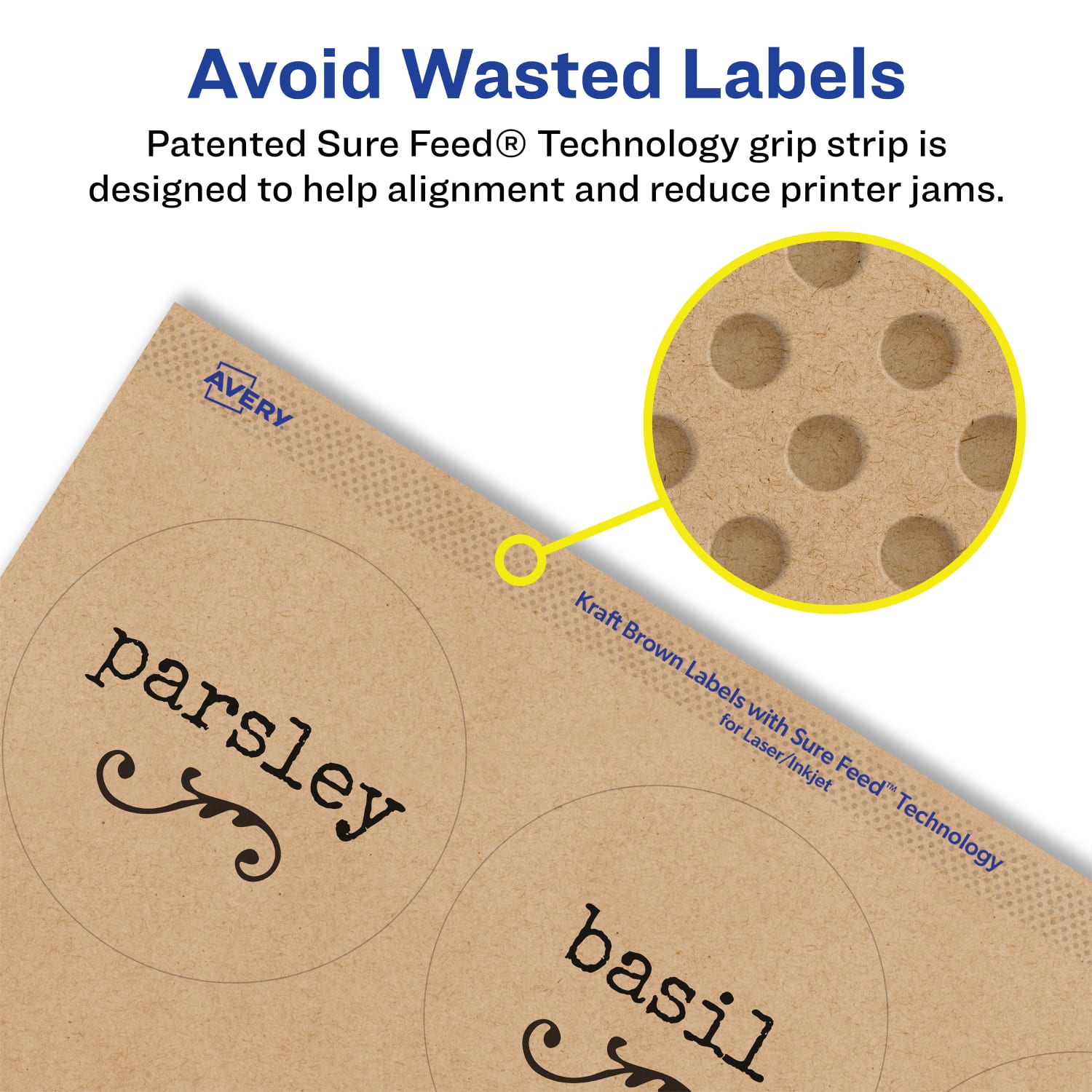 Avery Kraft Permanent Labels With Sure Feed, 94512-KMP25, Round, 2-3/4in Diameter, Brown, Pack Of 150 - Image 5