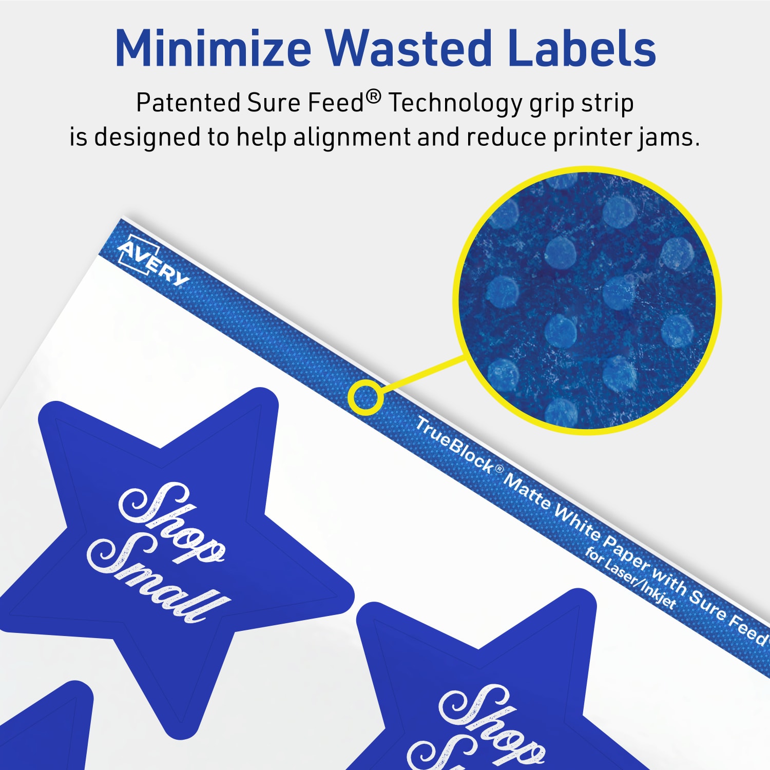 Avery Print-To-The-Edge TrueBlock Labels With Sure Feed, 94611-TWMP25, Star, 2-1/4in x 2-3/8in, Matte White, Pack Of 300 - Image 5