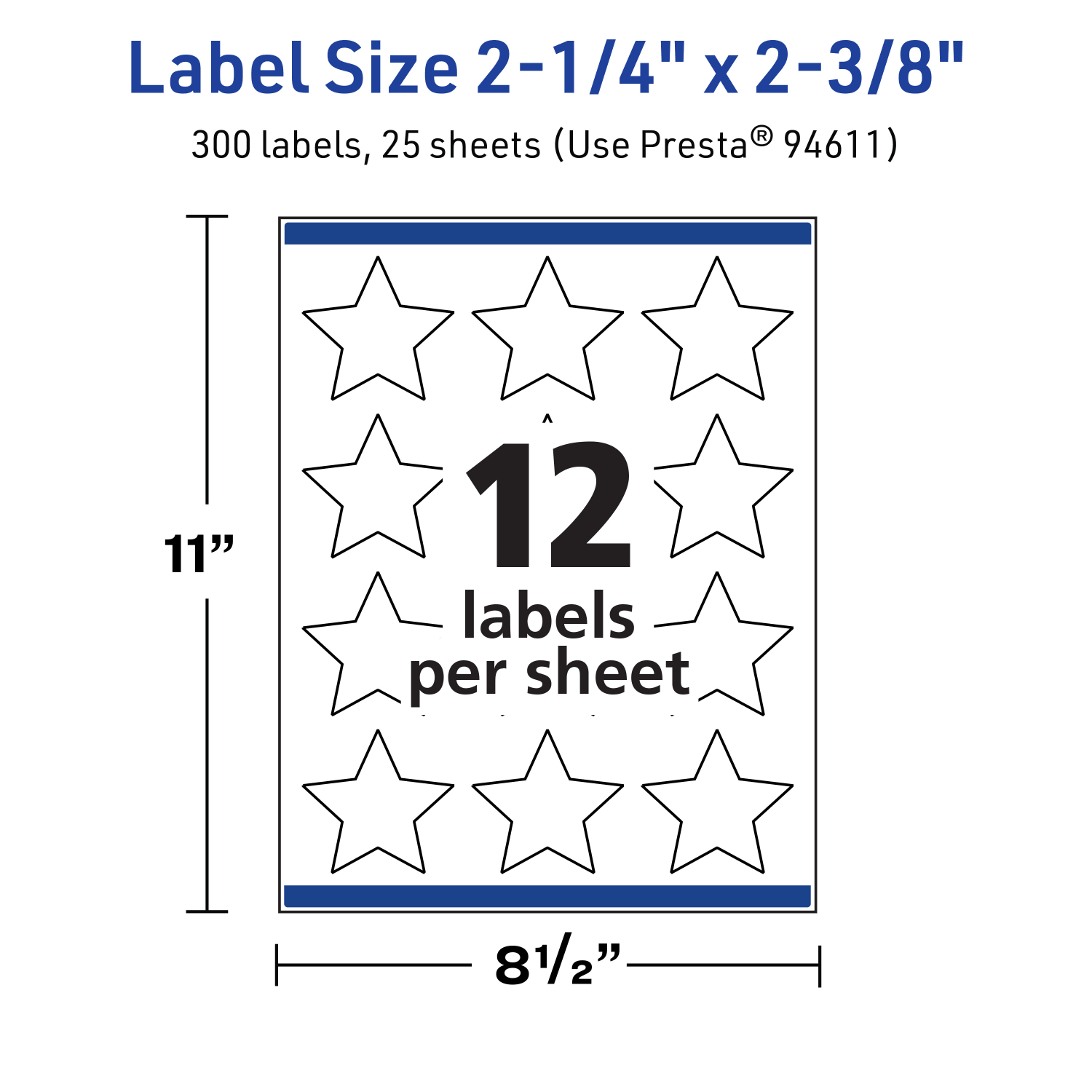 Avery Print-To-The-Edge TrueBlock Labels With Sure Feed, 94611-TWMP25, Star, 2-1/4in x 2-3/8in, Matte White, Pack Of 300 - Image 6