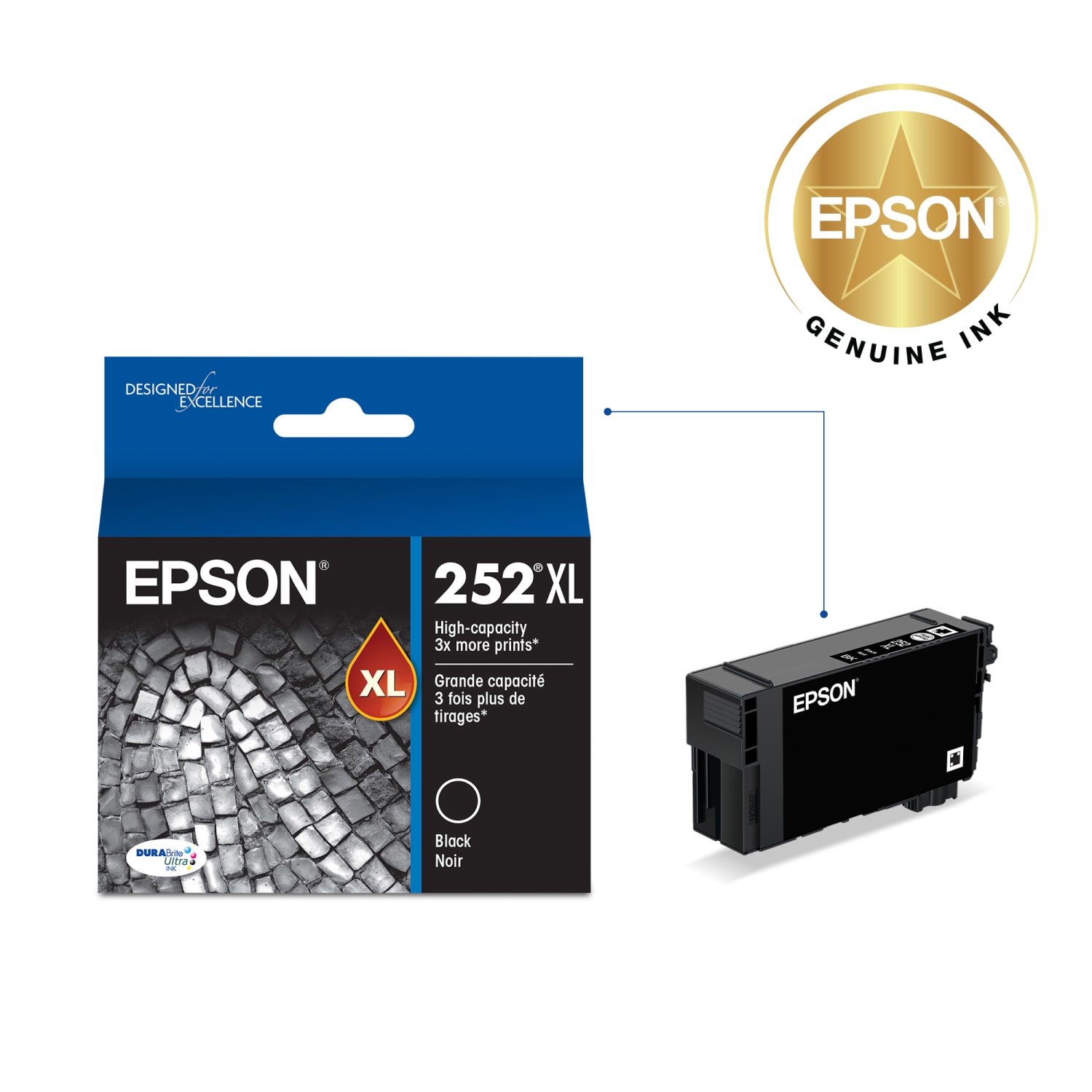 Epson 252XL DuraBrite Black High Yield Ink Cartridge, T252XL120-S - Image 3