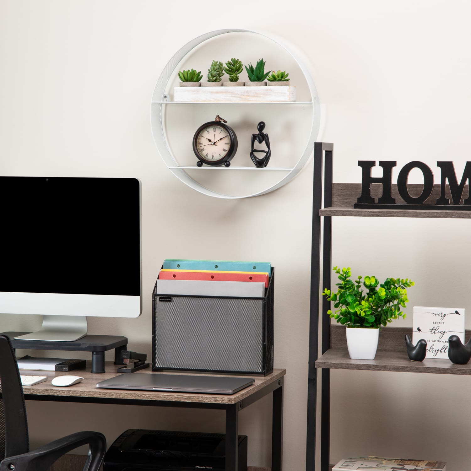 Mind Reader Circular Floating Shelf, 18inH x 4inW x 18inD, White - Image 3