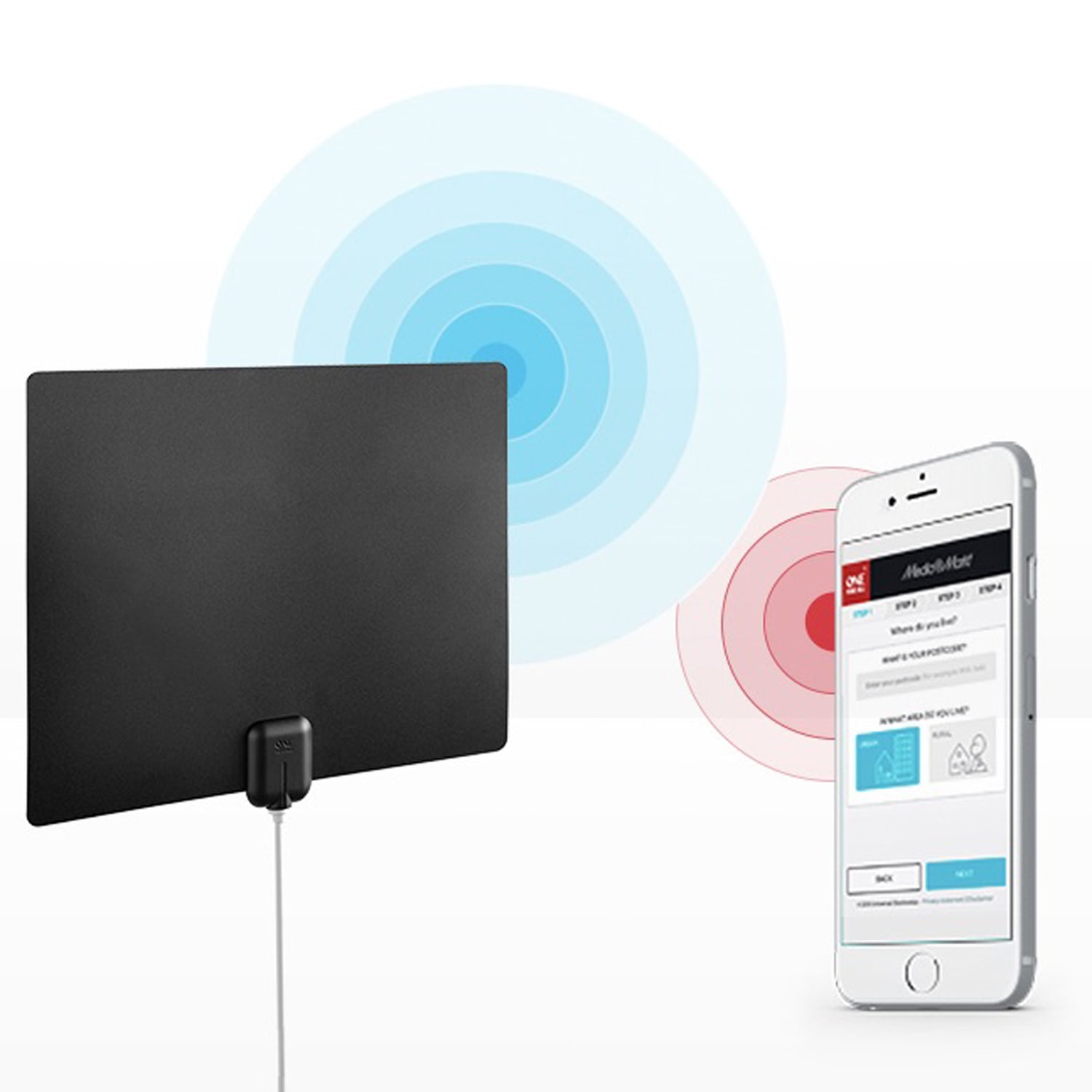 One For All Ultra-Thin Amplified Indoor Flat HDTV Antenna with up to 60-Mile Reception Range, White - Image 5