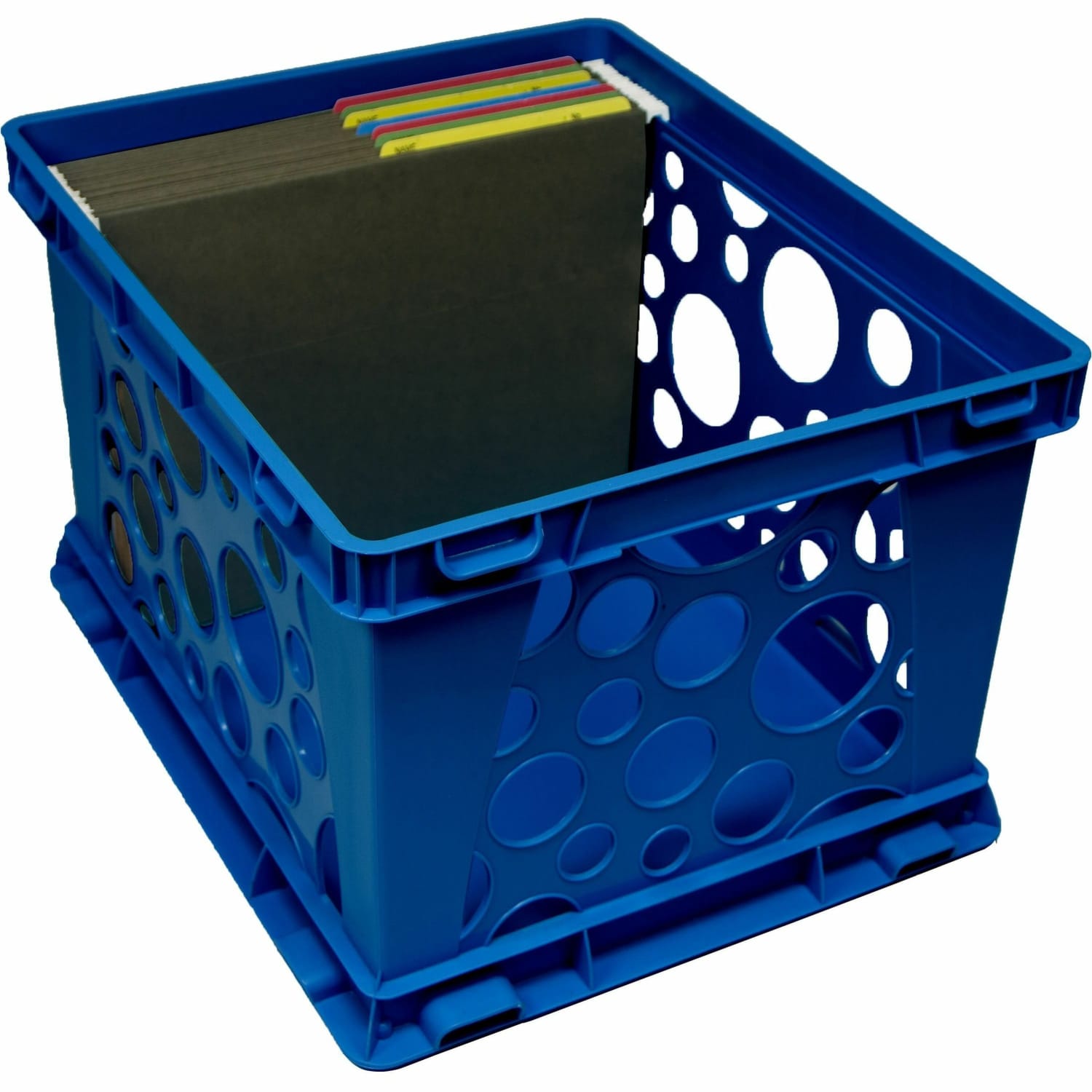 Storex Premium Storage Crate, Medium Size, 10 1/2in x 14 3/10 x 17 3/10in, Assorted Bright, Carton Of 3 - Image 3