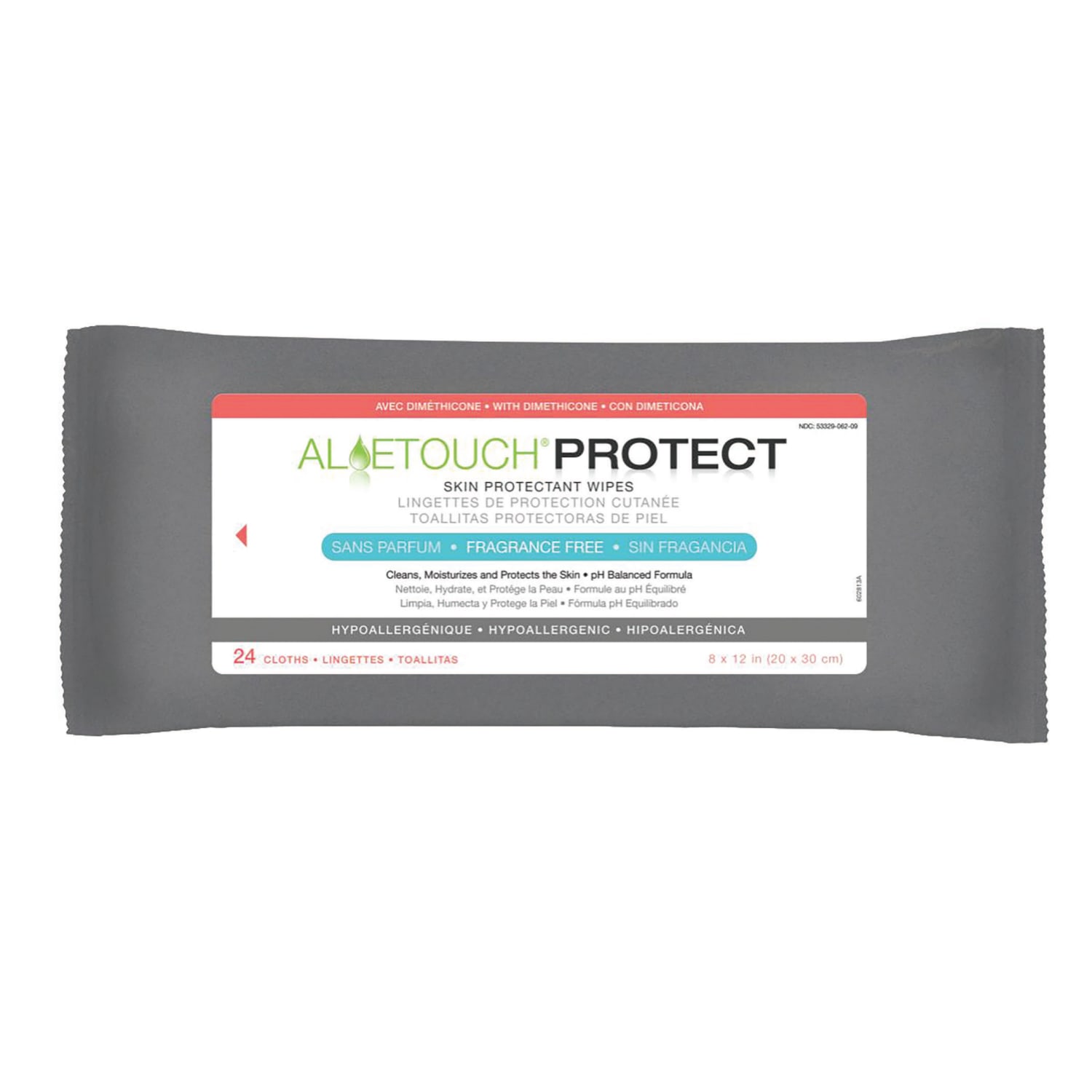 Aloetouch PROTECT Dimethicone Skin Protectant Wipes, 8in x 12in, White, 24 Per Pack