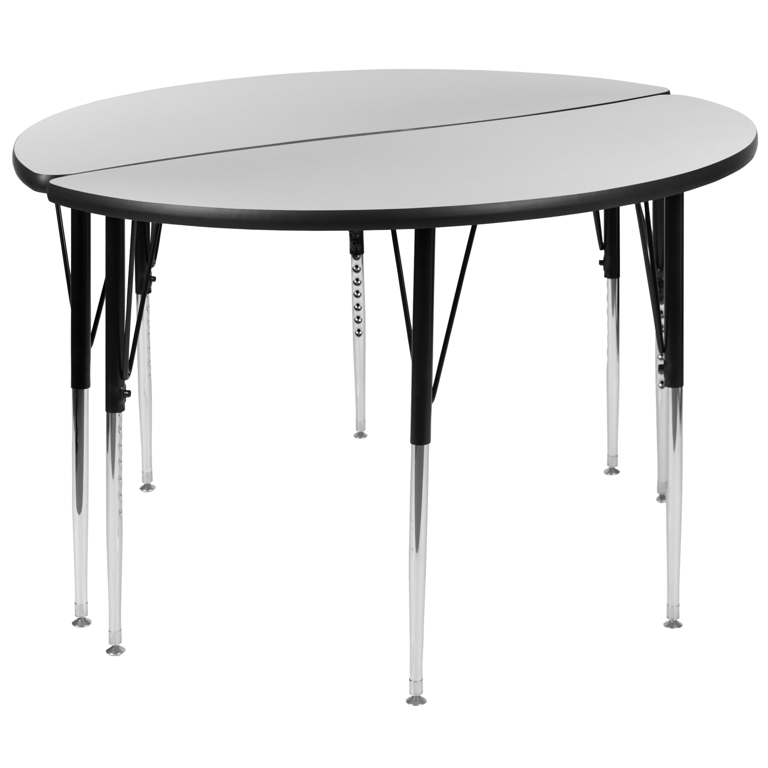 Flash Furniture Circle Wave Flexible Thermal Laminate 2-Piece Activity Table Set With Standard-Adjustable Legs, 30-1/4inH x 47-1/2inW x 24inD, Gray - Image 3