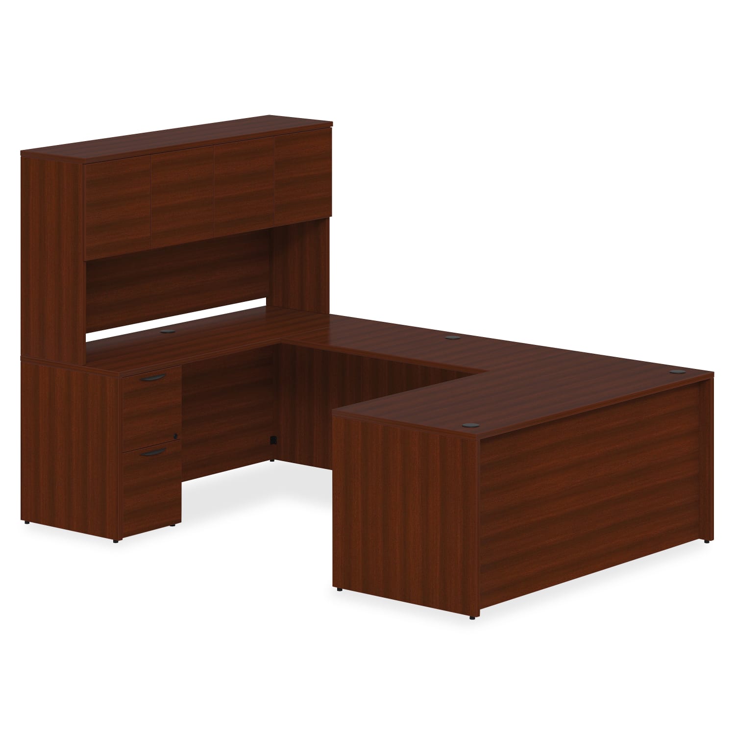 Lorell Prominence 2.0 72inW Bow-Front Right-Pedestal Computer Desk, Mahogany - Image 4