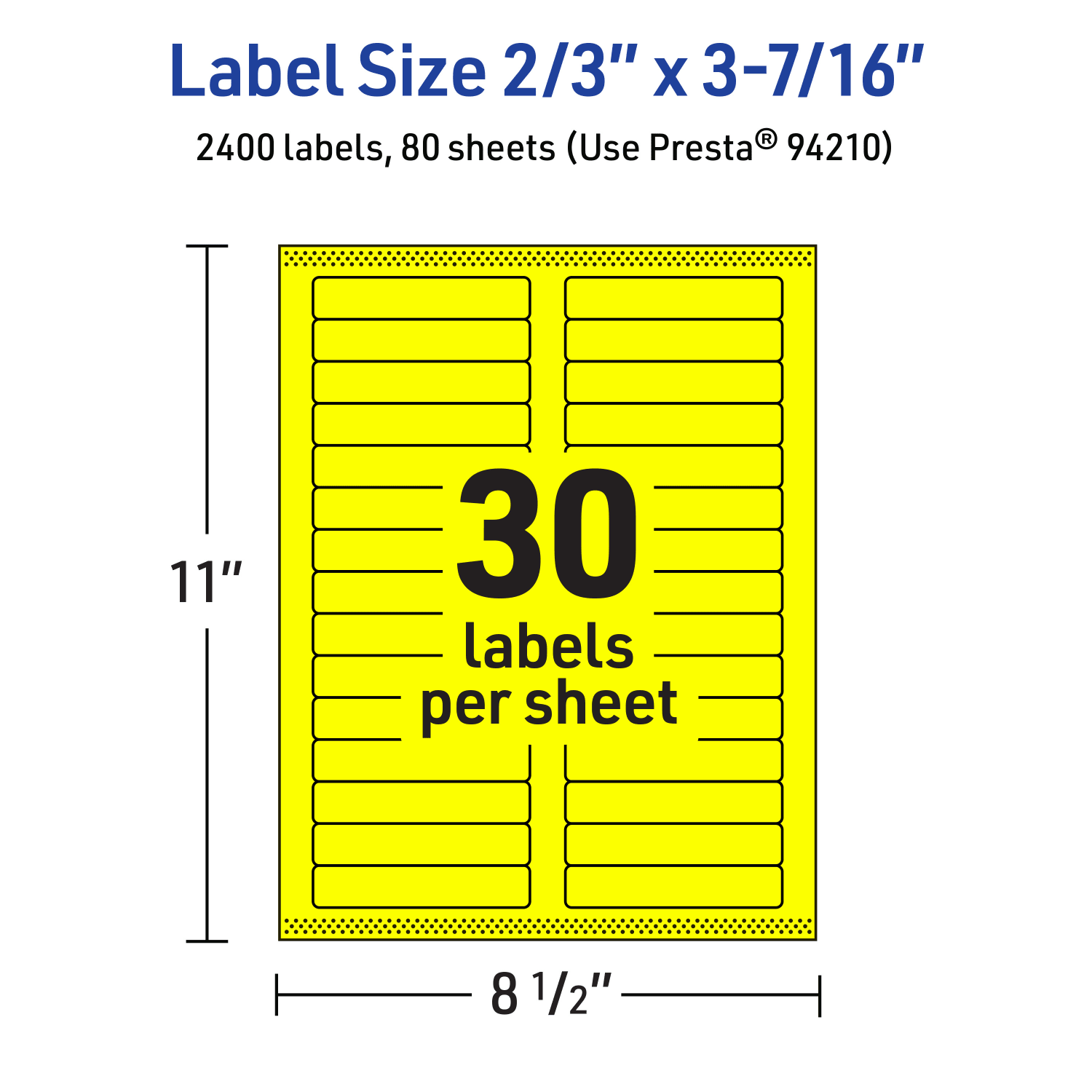 Avery Printable Labels With Sure Feed Technology, 94210-NYP80, Rectangle, 2/3in x 3-7/16in, Matte Neon Yellow, Pack of 2400 - Image 6