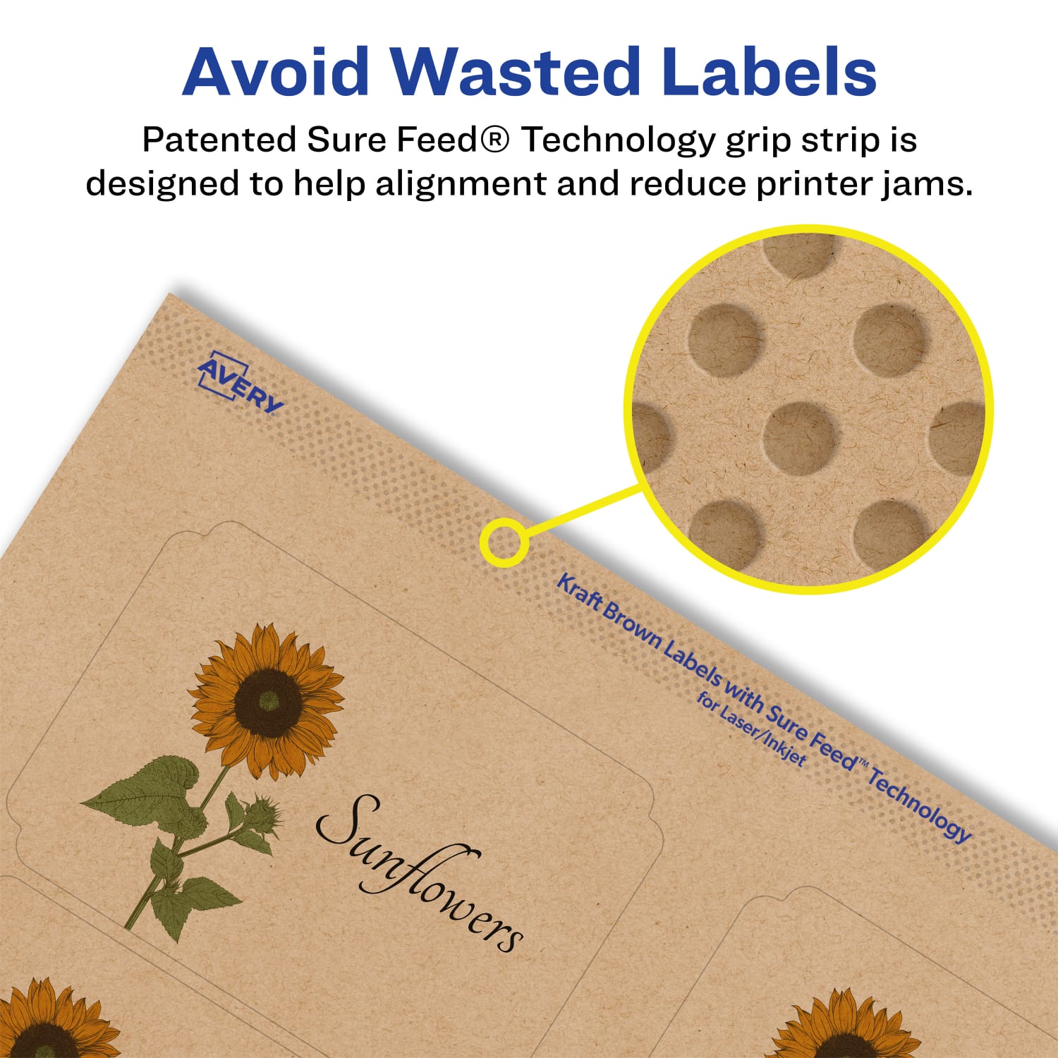 Avery Kraft Permanent Labels With Sure Feed, 94267-KMP15, Rectangle Scalloped, 2in x 3in, Brown, Pack Of 120 - Image 5