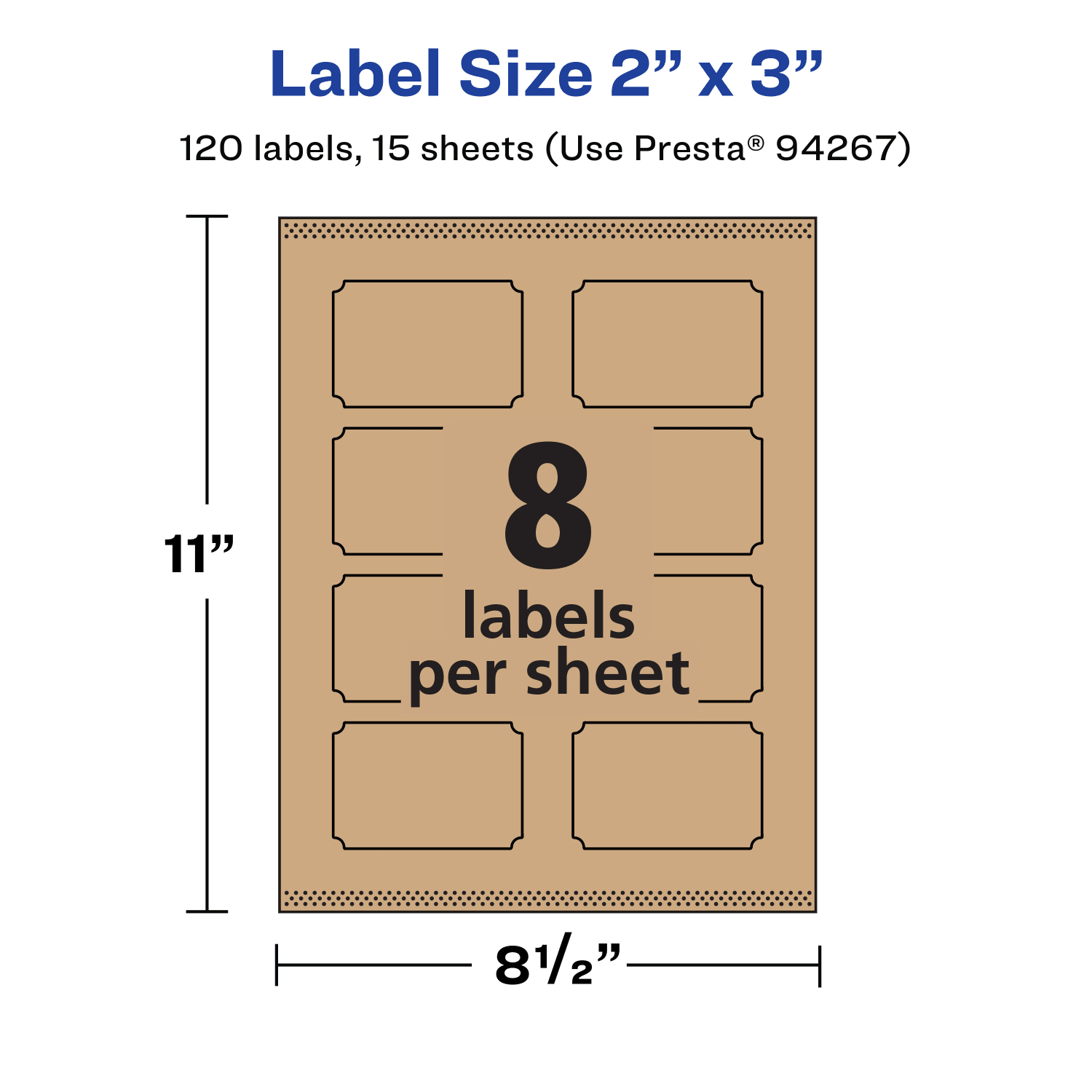 Avery Kraft Permanent Labels With Sure Feed, 94267-KMP15, Rectangle Scalloped, 2in x 3in, Brown, Pack Of 120 - Image 6