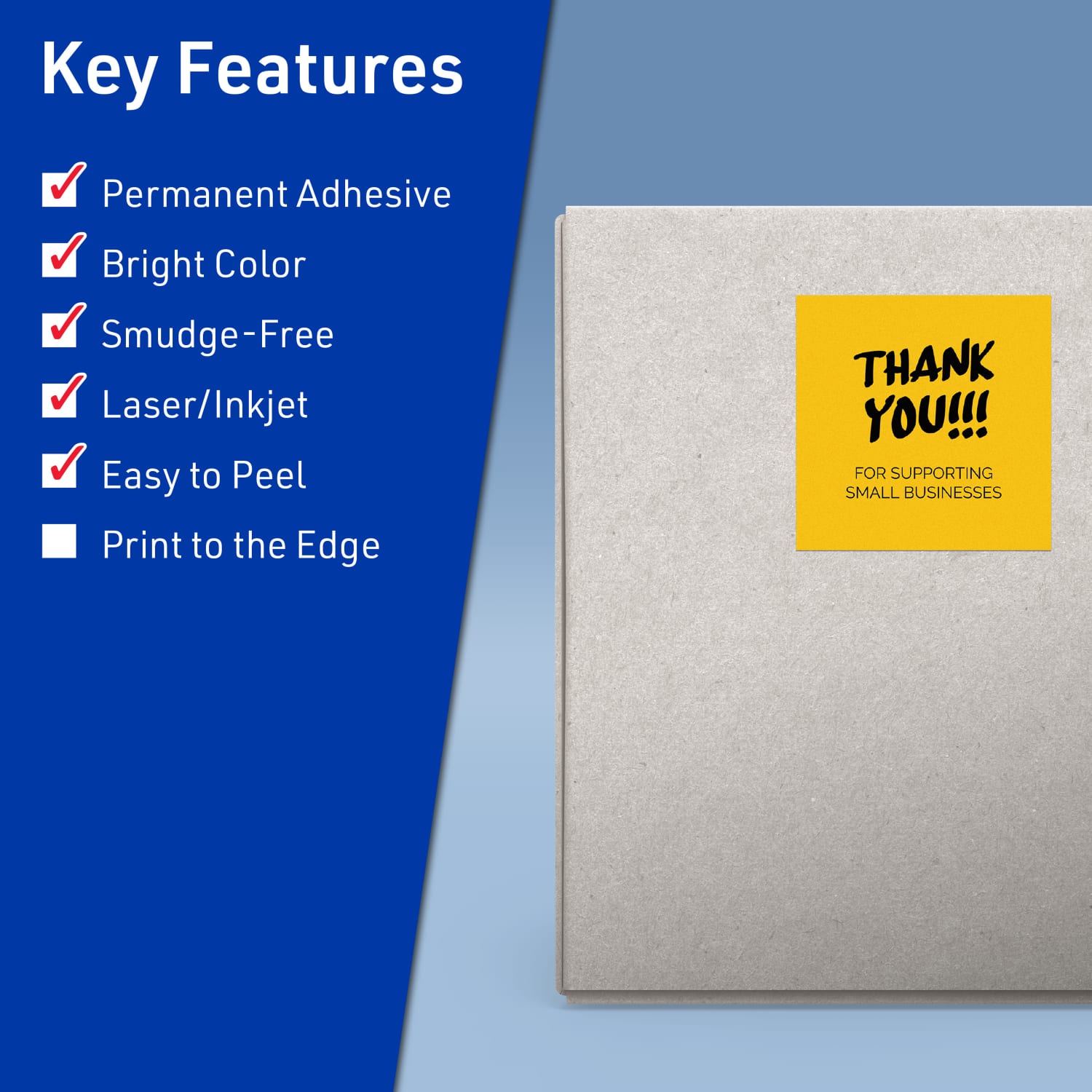 Avery Printable Labels With Sure Feed Technology, 94100-BYP40, Square, 4in x 4in, Matte Bright Yellow, Pack of 160 - Image 3