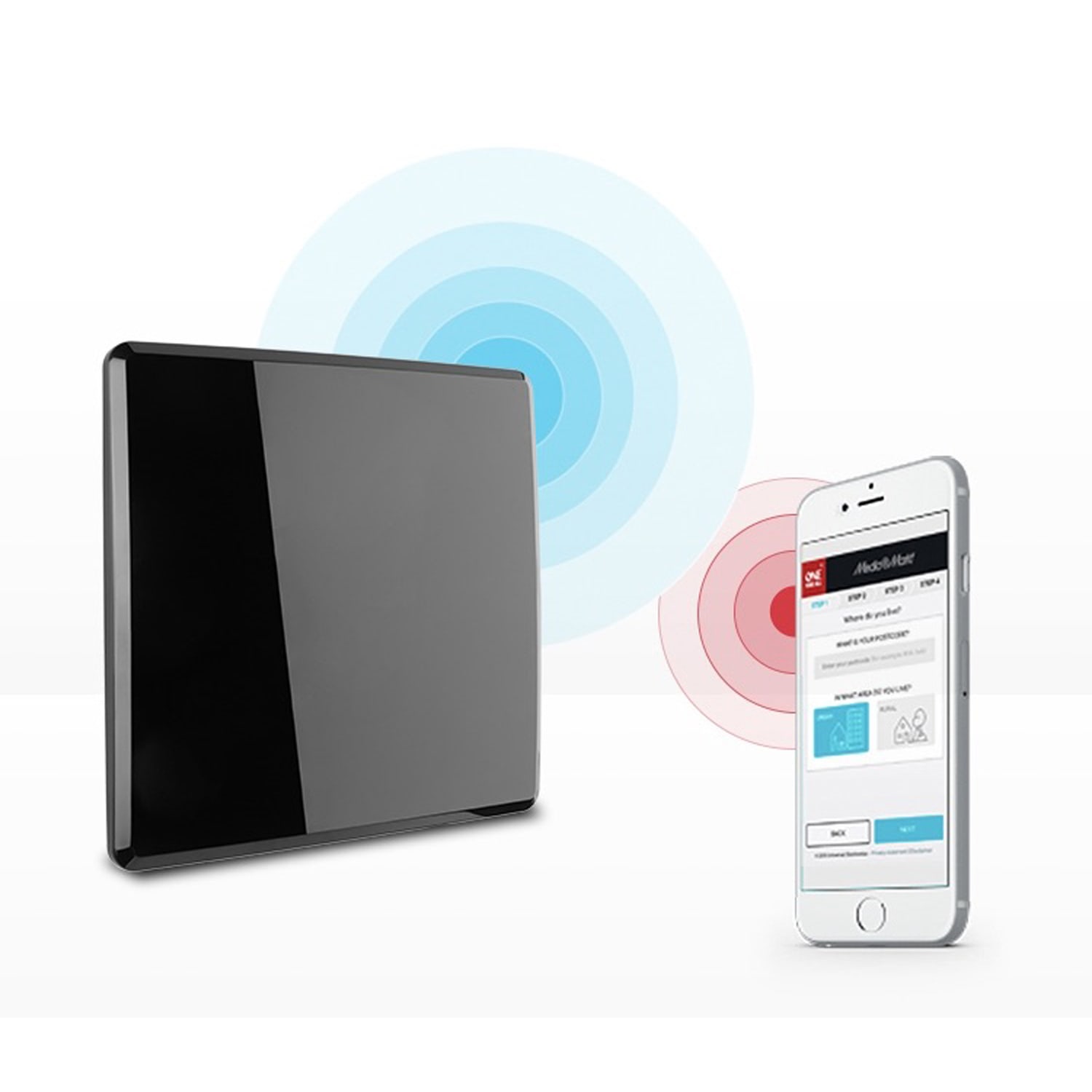 One For All Amplified Indoor Digital TV Antenna with up to 50-Mile Reception Range, Black - Image 3