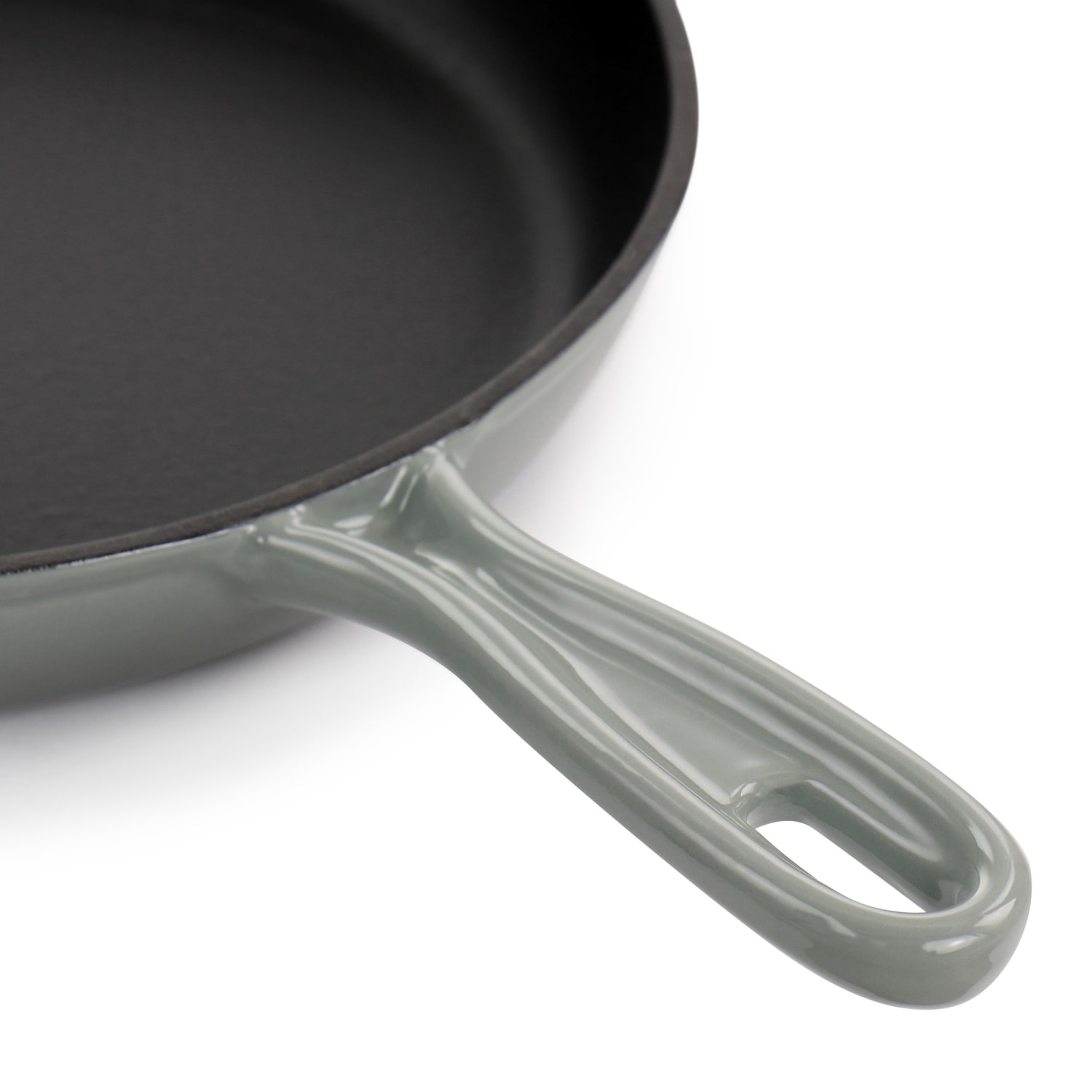 MegaChef Round 10-1/4in Enameled Cast Iron Skillet, Gray - Image 4