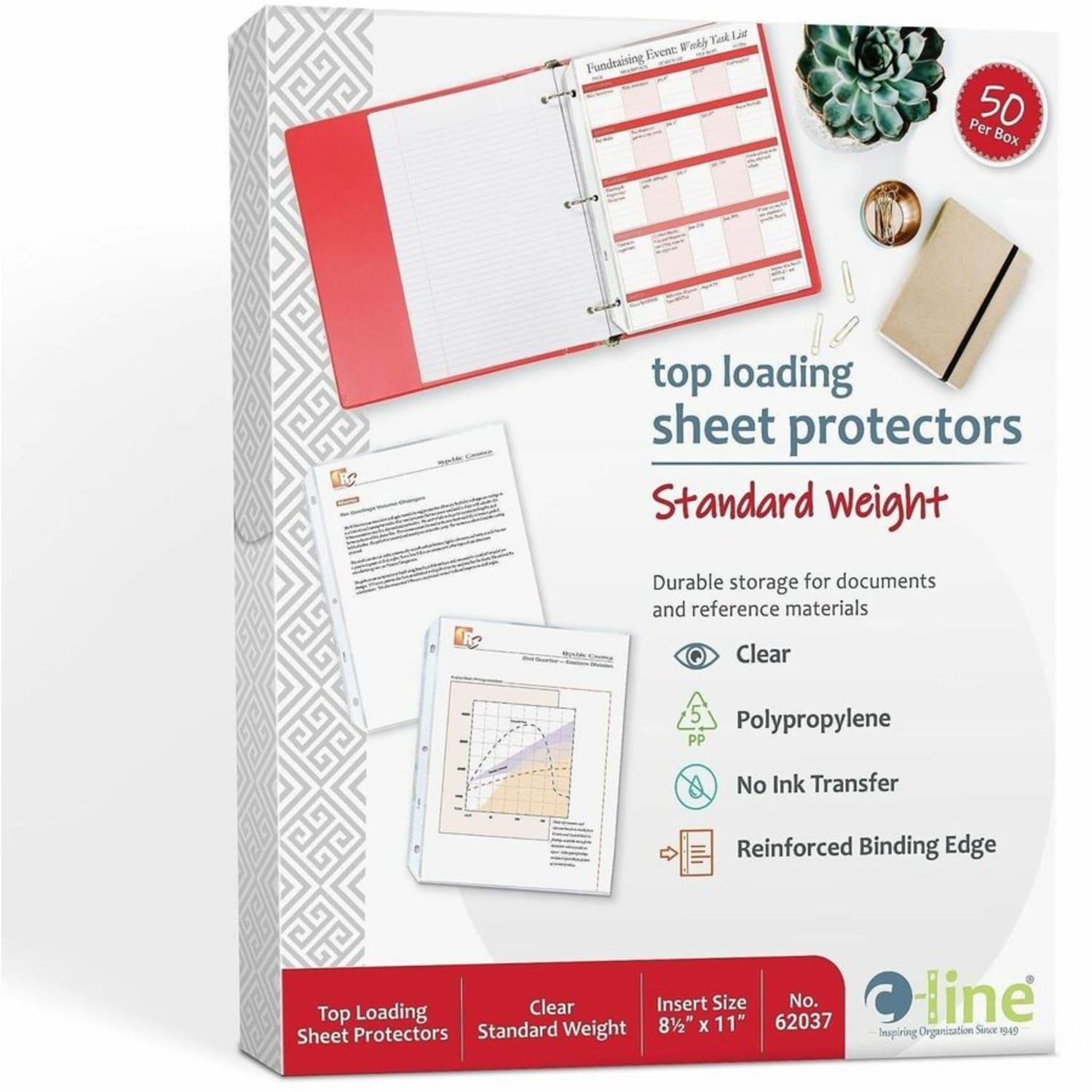 C-Line Polypropylene Top-Loading Sheet Protectors, 8 1/2in x 11in, Standard Weight, Box Of 50 - Image 3