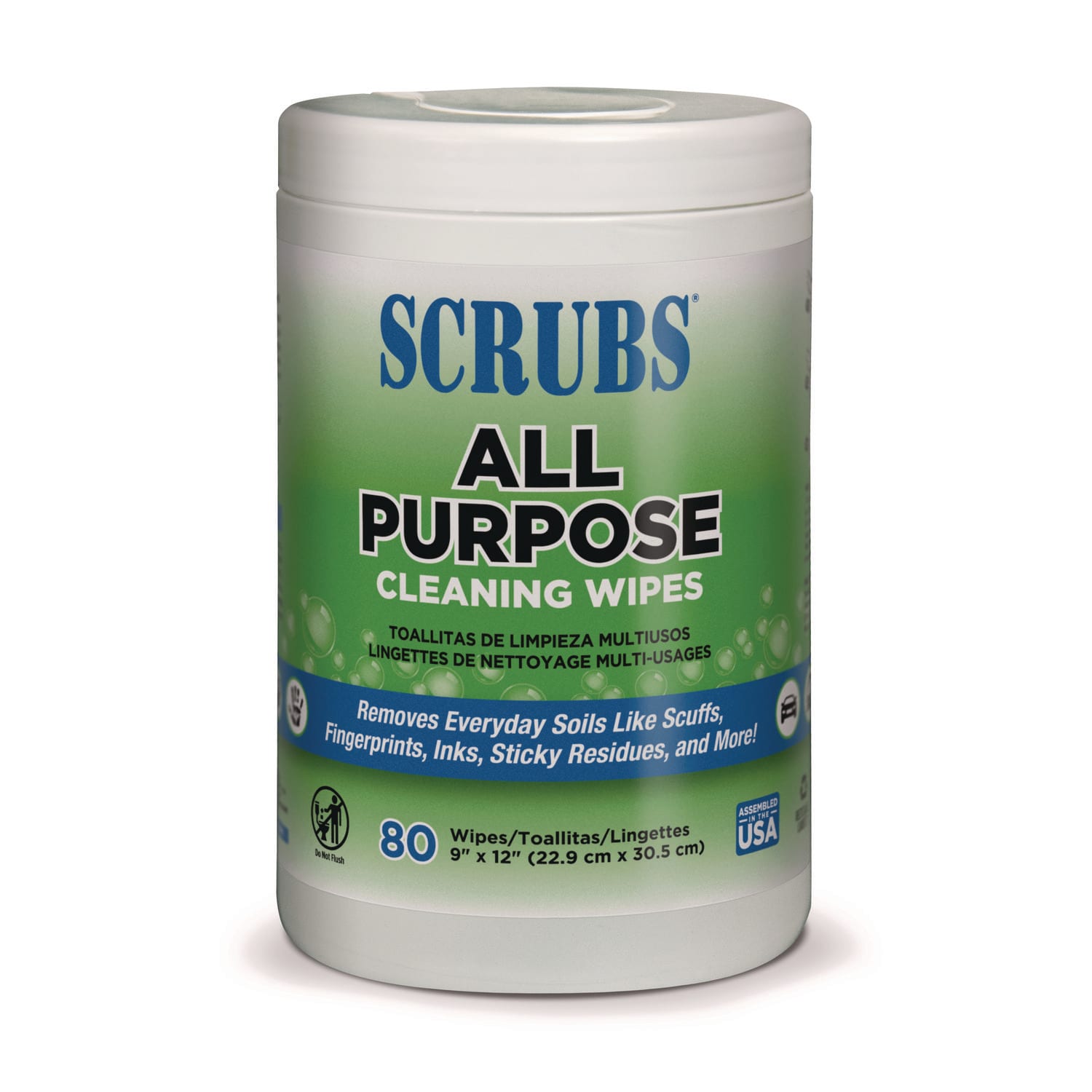 SCRUBS All Purpose Cleaning Wipes, 9 x 12, Citrus Scent, White, 80 Wipes/Canister, 6 Canisters/Carton - Image 3
