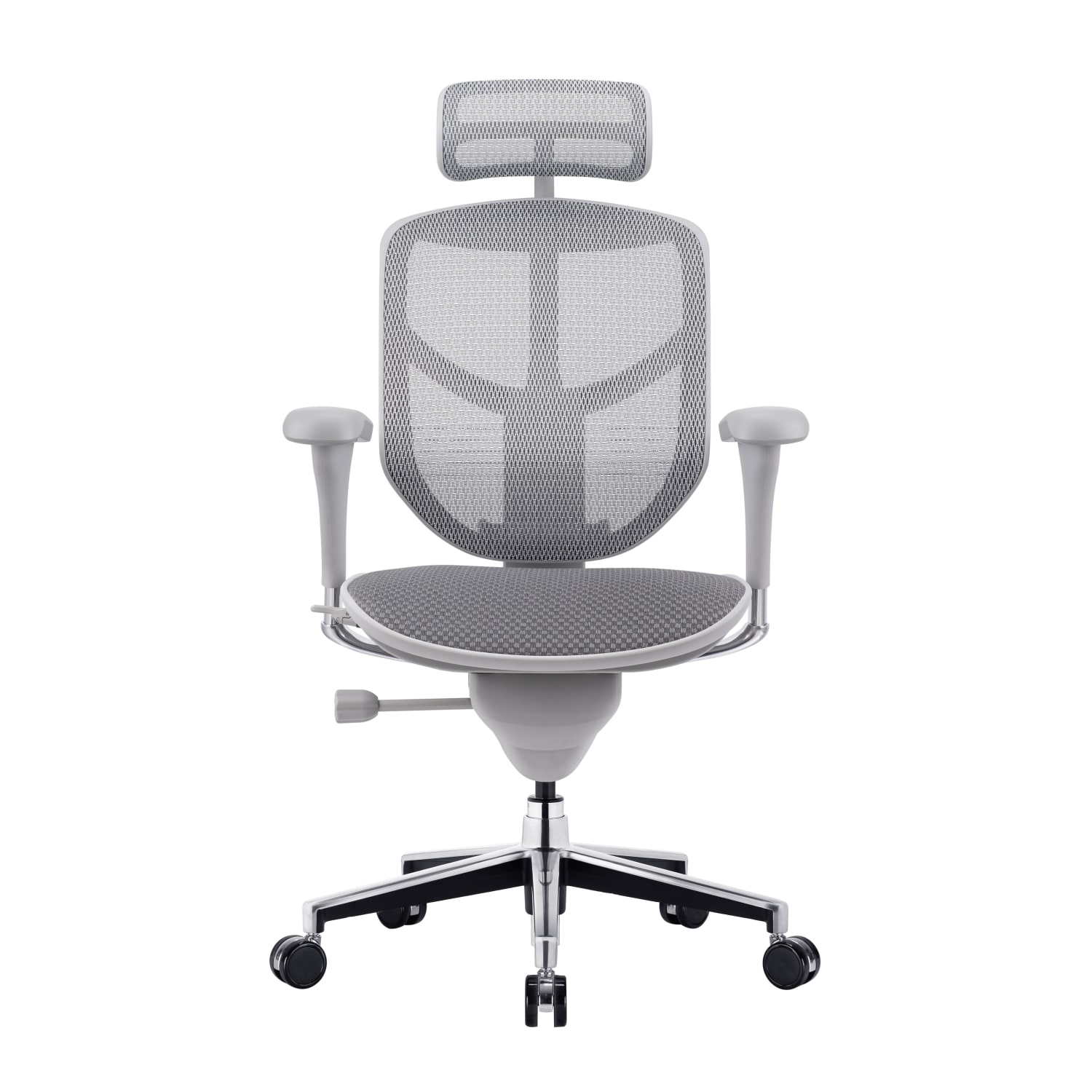 WorkPro Quantum 9000V2 Series Ergonomic Mesh/Fabric High-Back Chair With Headrest, Gray/Gray, BIFMA Compliant