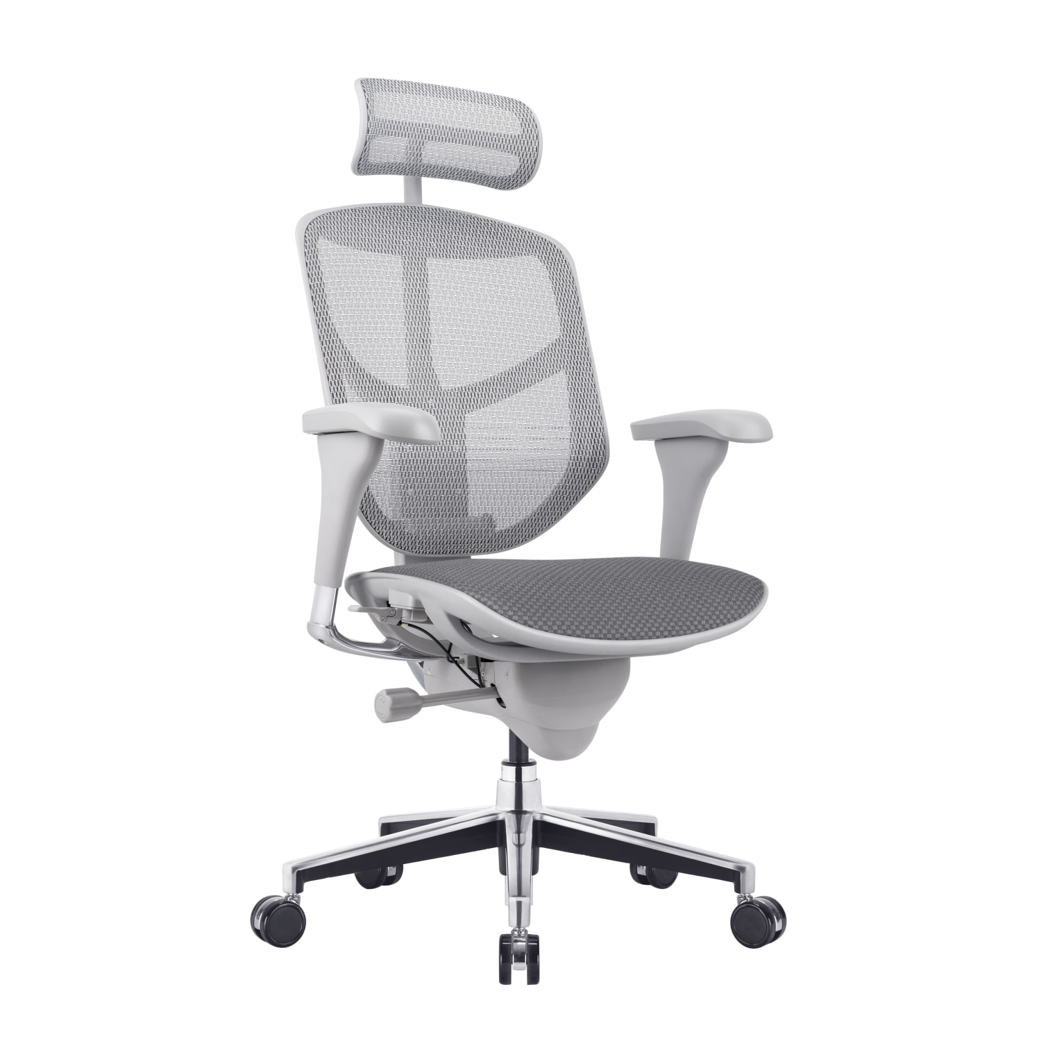 WorkPro Quantum 9000V2 Series Ergonomic Mesh/Fabric High-Back Chair With Headrest, Gray/Gray, BIFMA Compliant - Image 3