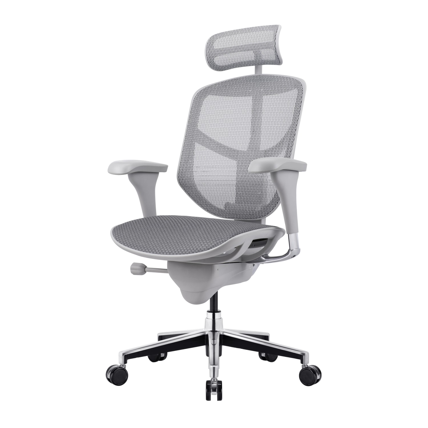 WorkPro Quantum 9000V2 Series Ergonomic Mesh/Fabric High-Back Chair With Headrest, Gray/Gray, BIFMA Compliant - Image 4
