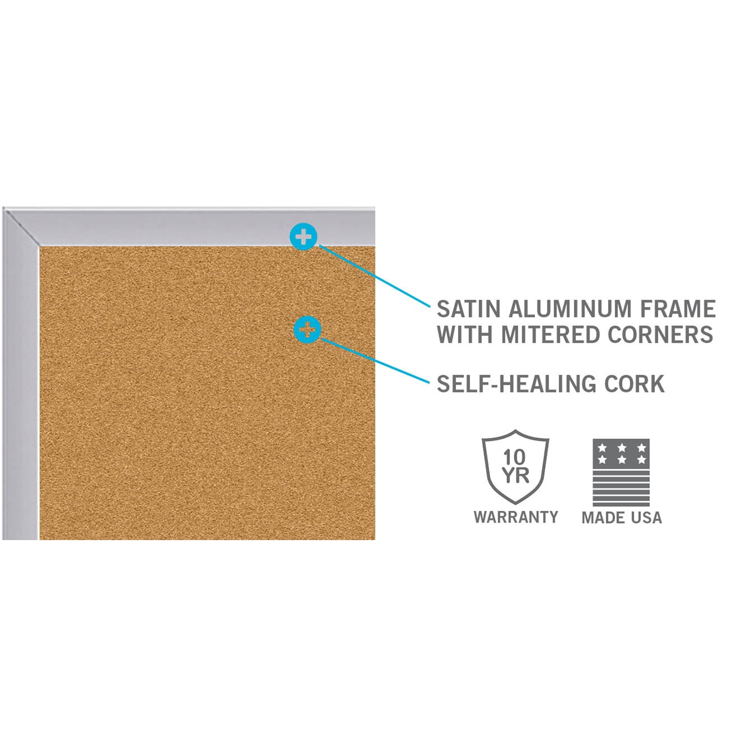 Ghent Natural Cork Bulletin Board, 48-1/2in x 87-15/16in, Natural, Satin Aluminum Frame - Image 4
