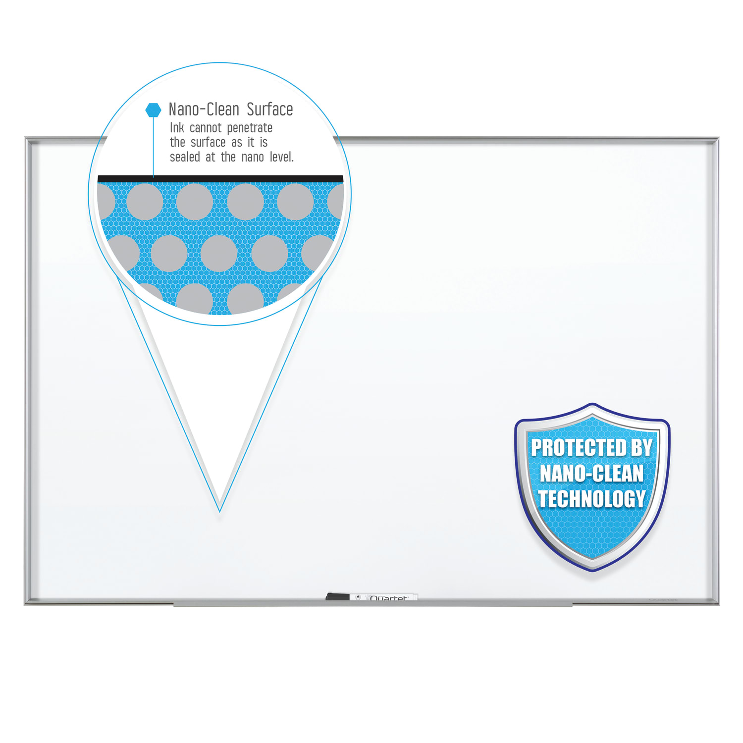 Quartet Nano Magnetic Dry-Erase Whiteboard, 36in x 48in, Aluminum Frame With Silver Finish - Image 3