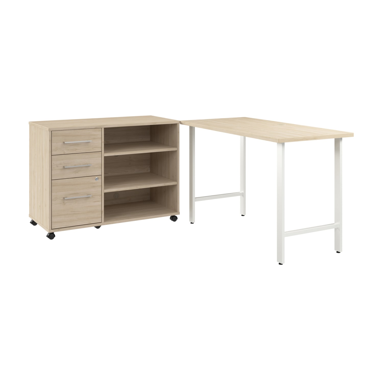 Bush Business Furniture Hustle 48inW Computer Desk and Storage Cabinet with Drawers and Shelves, Natural Elm, Standard Delivery Service - Image 3