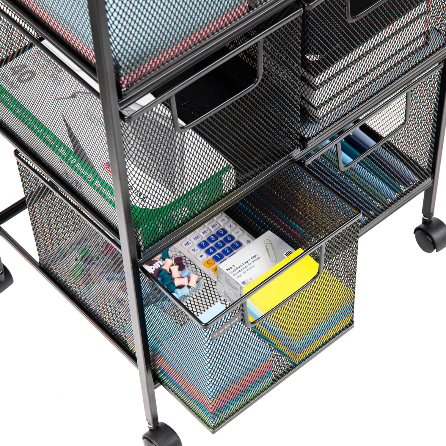 Mind Reader Multipurpose Rolling Cart with Drawers Office Storage Organizer, Utility Cart, Metal, 29in H x 11in W x 16in D, Black - Image 5
