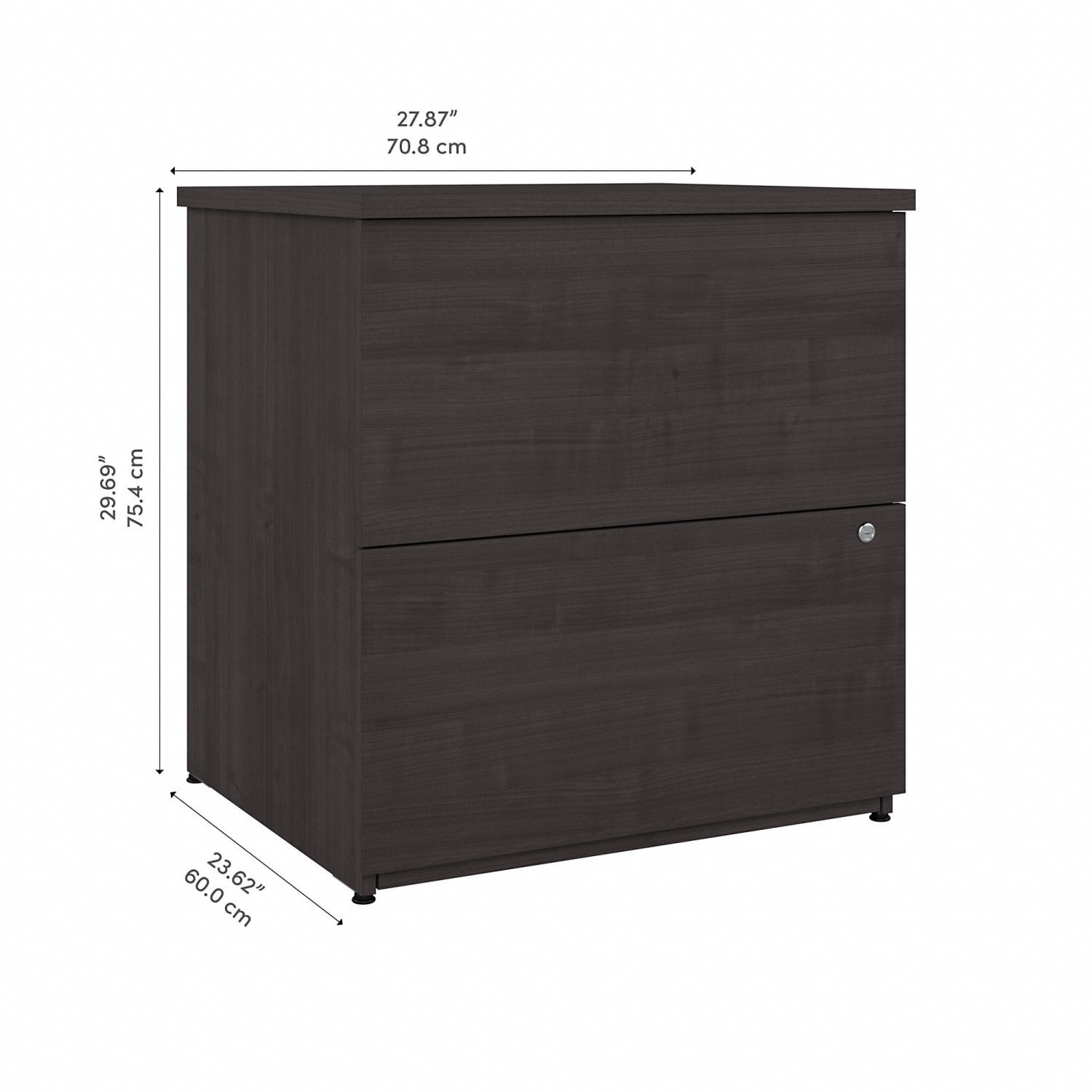 Bestar Ridgeley 27-7/8inW x 23-5/8inD Lateral 2-Drawer Locking File Cabinet, Charcoal Maple - Image 4