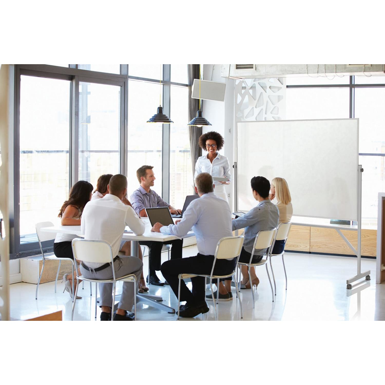 Ghent Reversible Magnetic Dry-Erase Whiteboard, 48in x 72in, Aluminum Frame With Silver Finish - Image 3