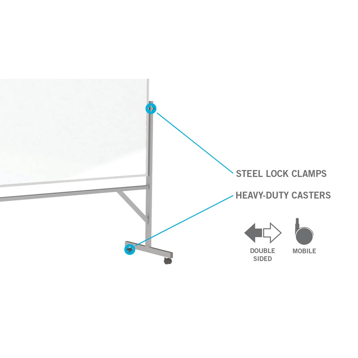 Ghent Reversible Magnetic Dry-Erase Whiteboard, 48in x 72in, Aluminum Frame With Silver Finish - Image 4