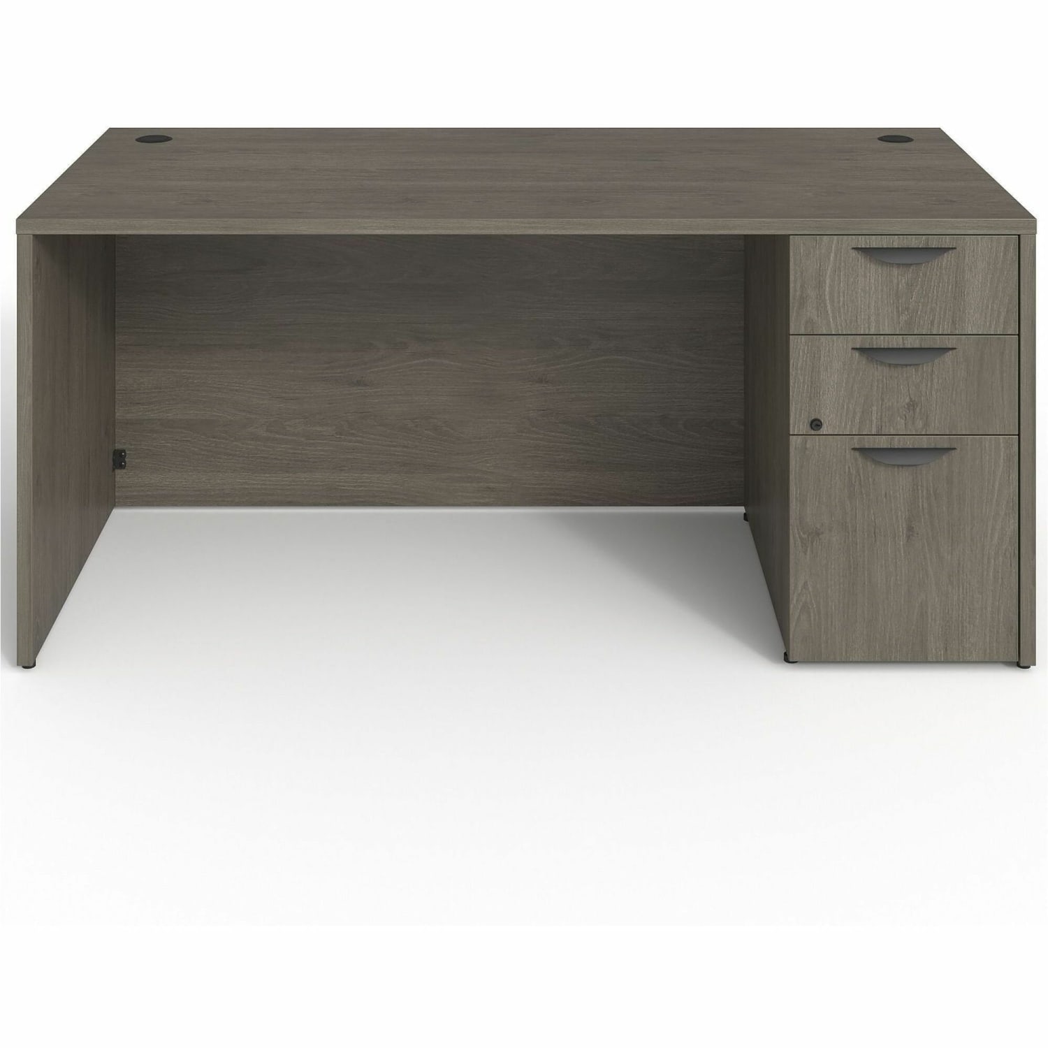 Lorell Prominence 2.0 66inW Right-Pedestal Computer Desk, 95% Recycled, Gray Elm