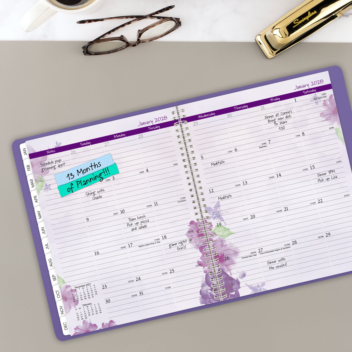 AT-A-GLANCE Beautiful Day 2027 Weekly Monthly Appointment Book Planner, Lavender, Large, 8 1/2in x 11in - Image 4