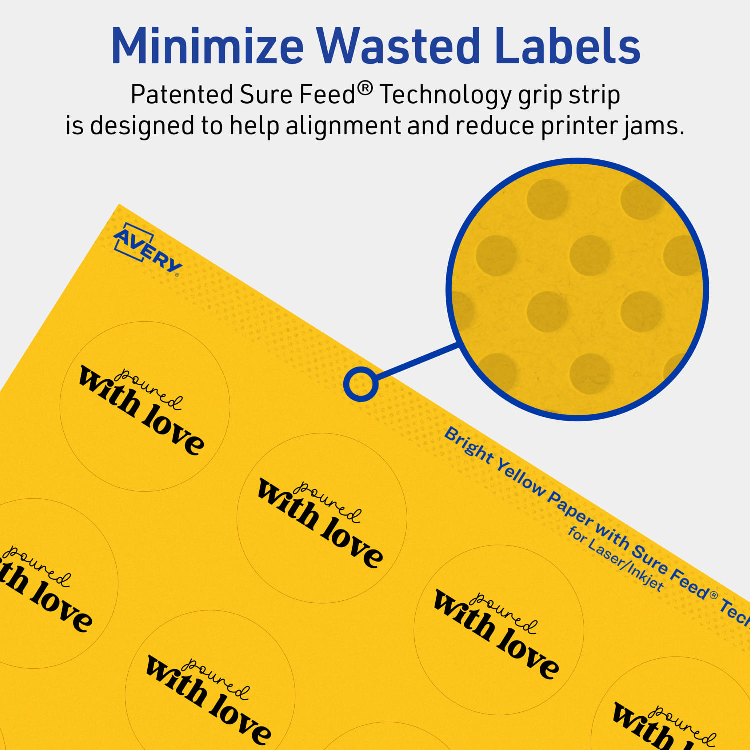 Avery Print-To-The-Edge Labels With Sure Feed Technology And Easy Peel Label Feature, 94507-BYP10, Round, 1-5/8in, Matte Bright Yellow, Pack of 200 - Image 5