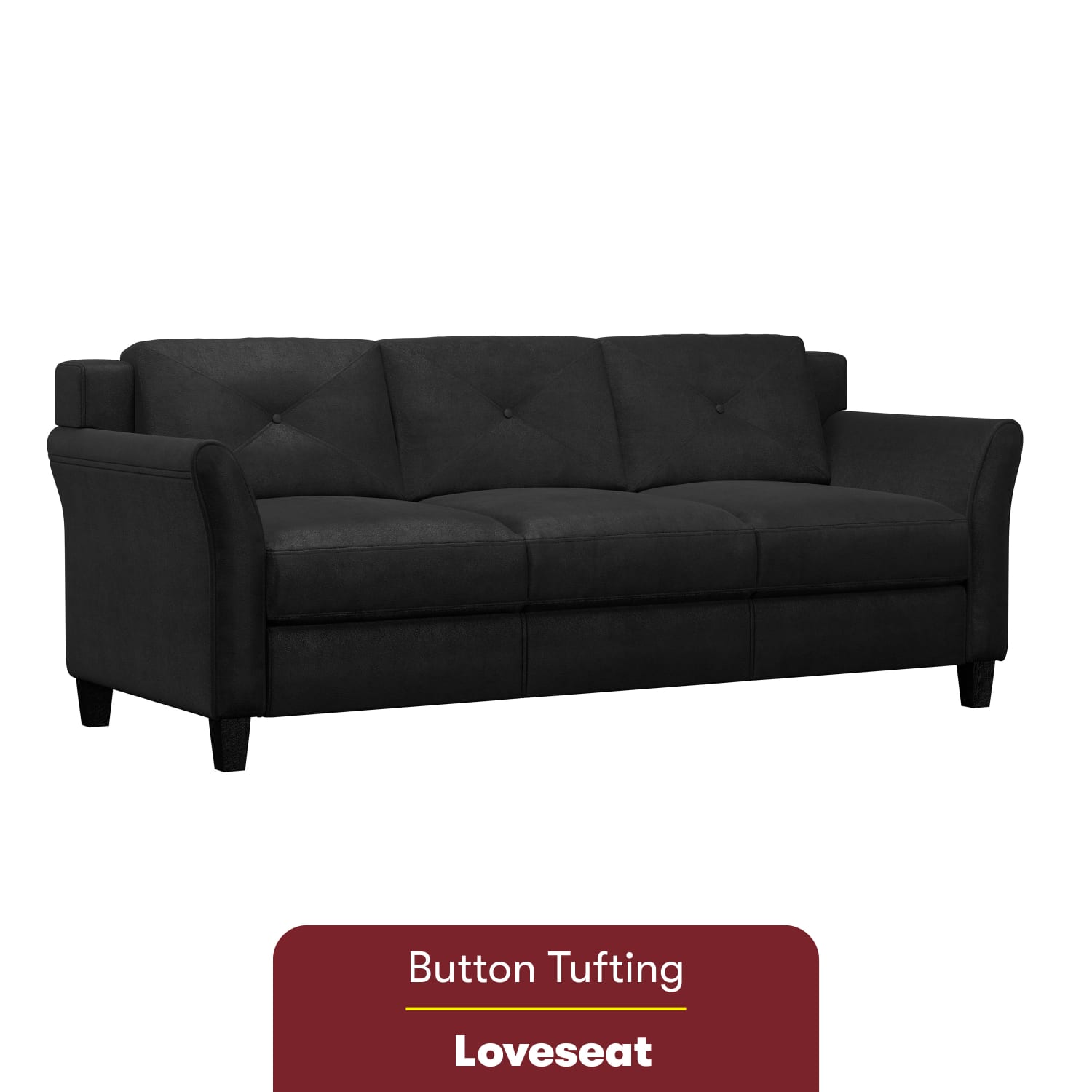 Lifestyle Solutions Hanson Microfiber Sofa, Black - Image 3