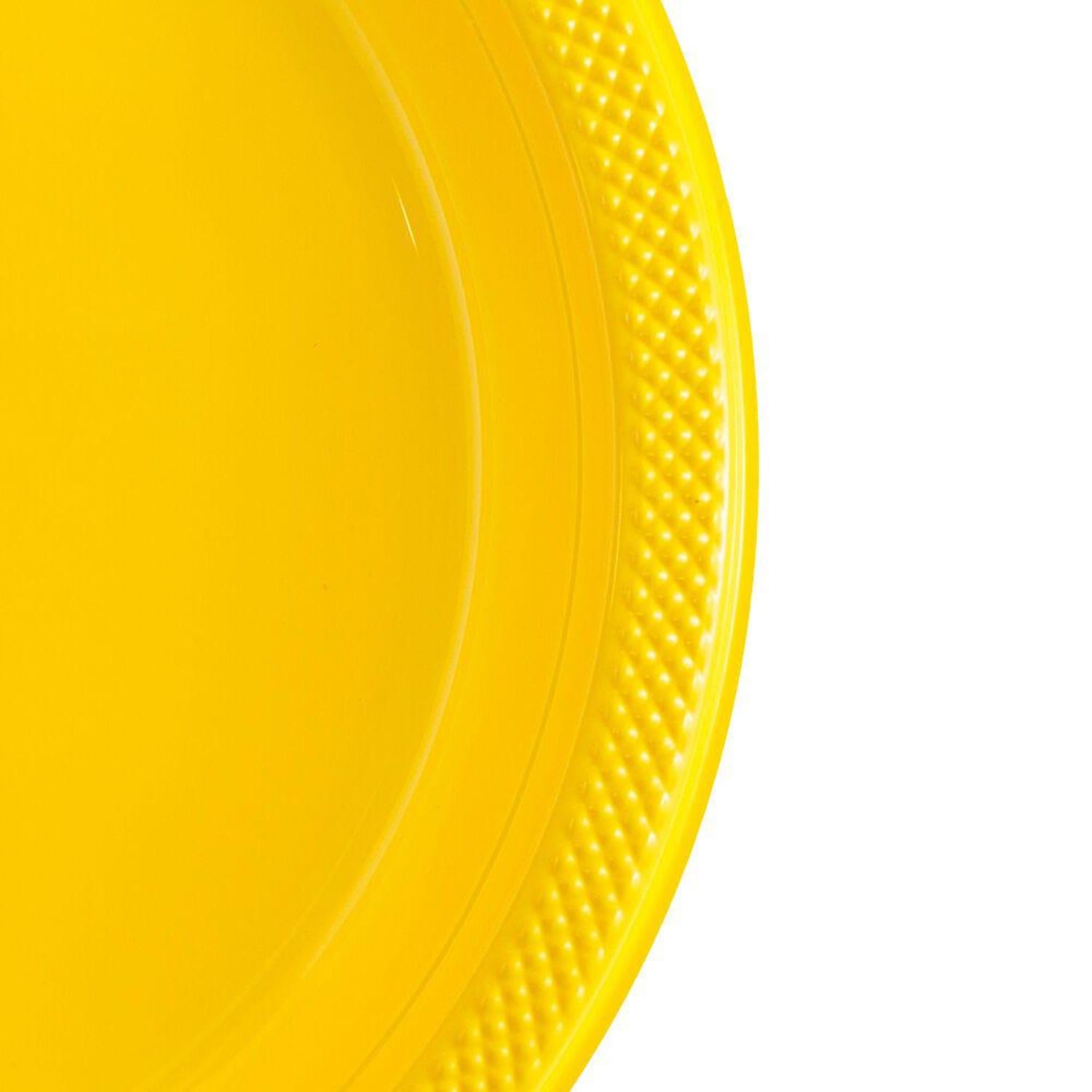 JAM PAPER Round Plastic Party Plates, Medium, 9 inch, Yellow, 20/Pack - Image 4