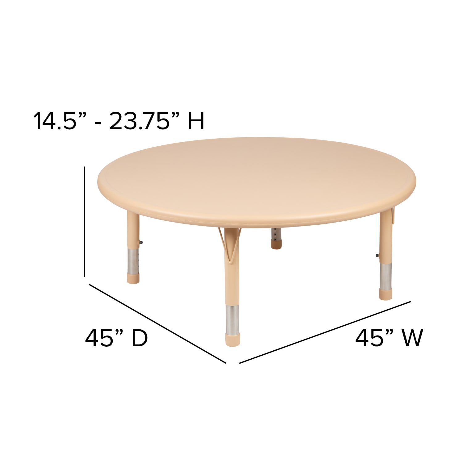 Flash Furniture 45inW Round Adjustable Activity Table, Natural - Image 6