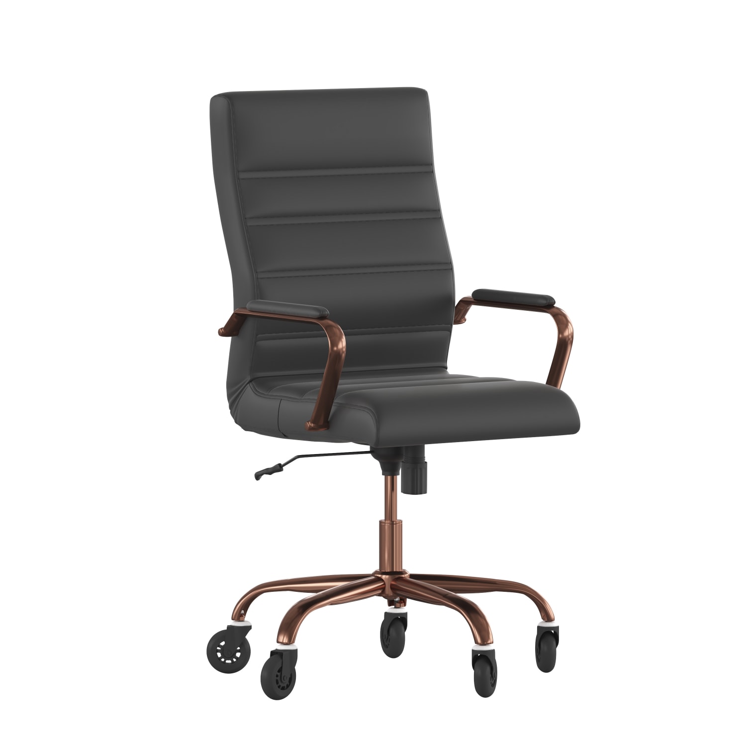 Flash Furniture Whitney Ergonomic Faux Leather High-Back Executive Swivel Office Chair, Black/Rose Gold - Image 3