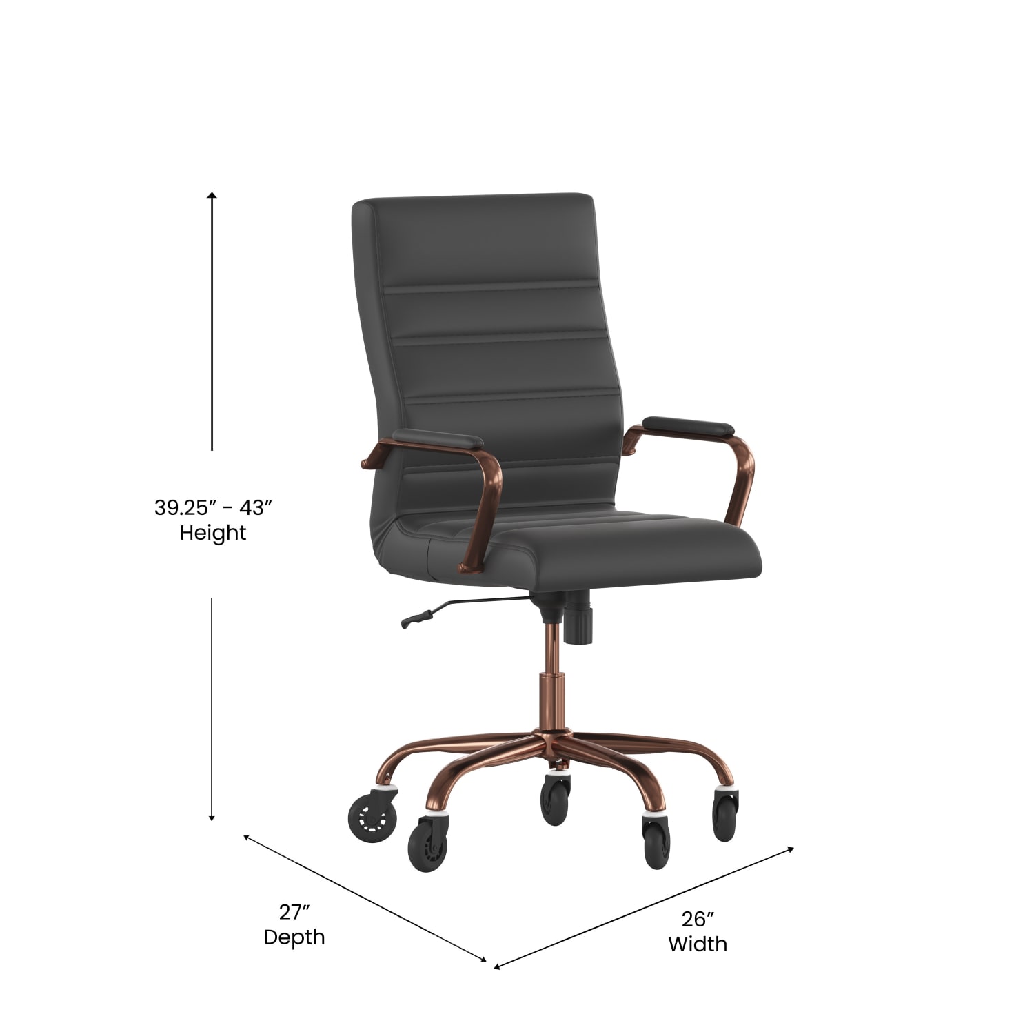 Flash Furniture Whitney Ergonomic Faux Leather High Back Executive Swivel Office Chair BlackRose Gold PopularChairscom