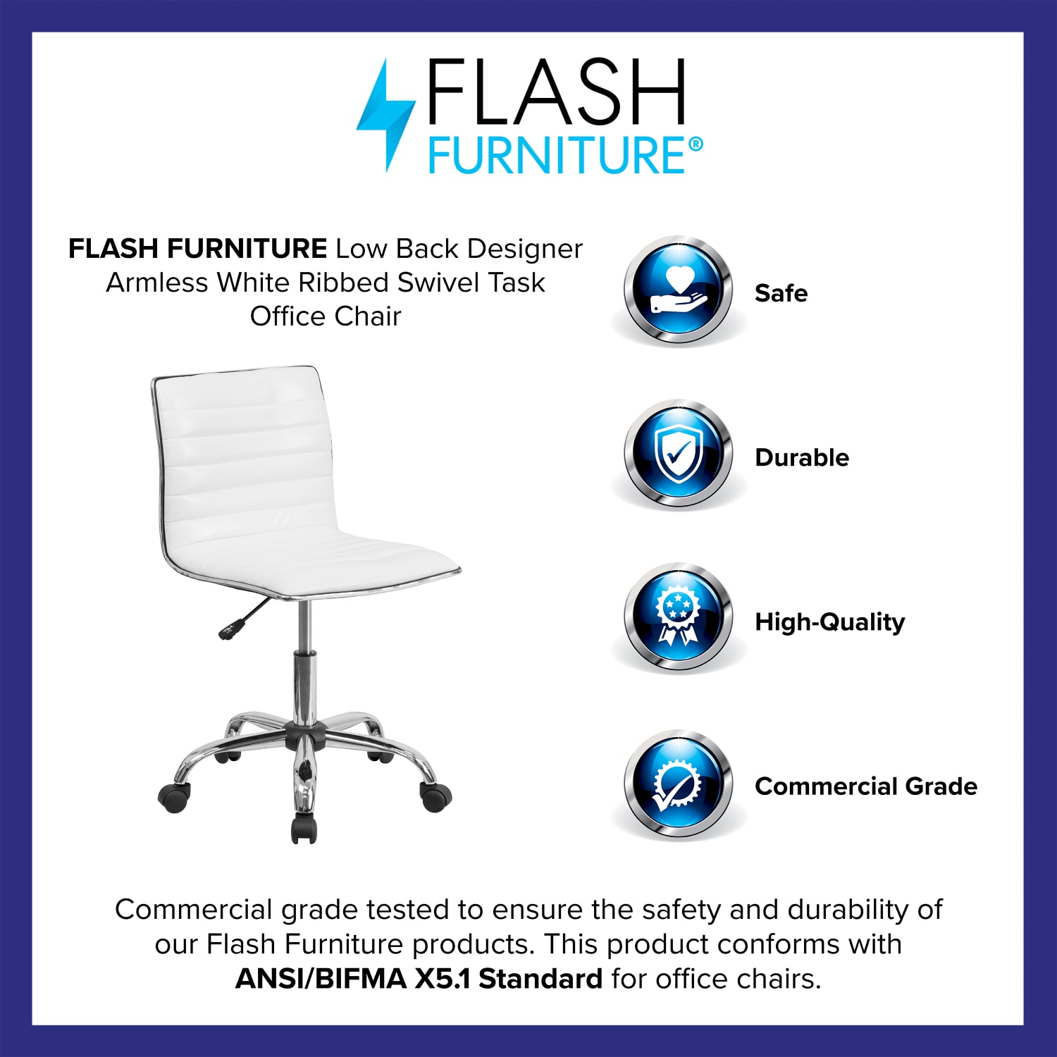 Flash Furniture Vinyl Low Back Swivel Armless Task Chair WhiteGray PopularChairscom